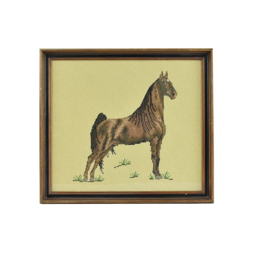 Vintage Needlepoint of a Horse