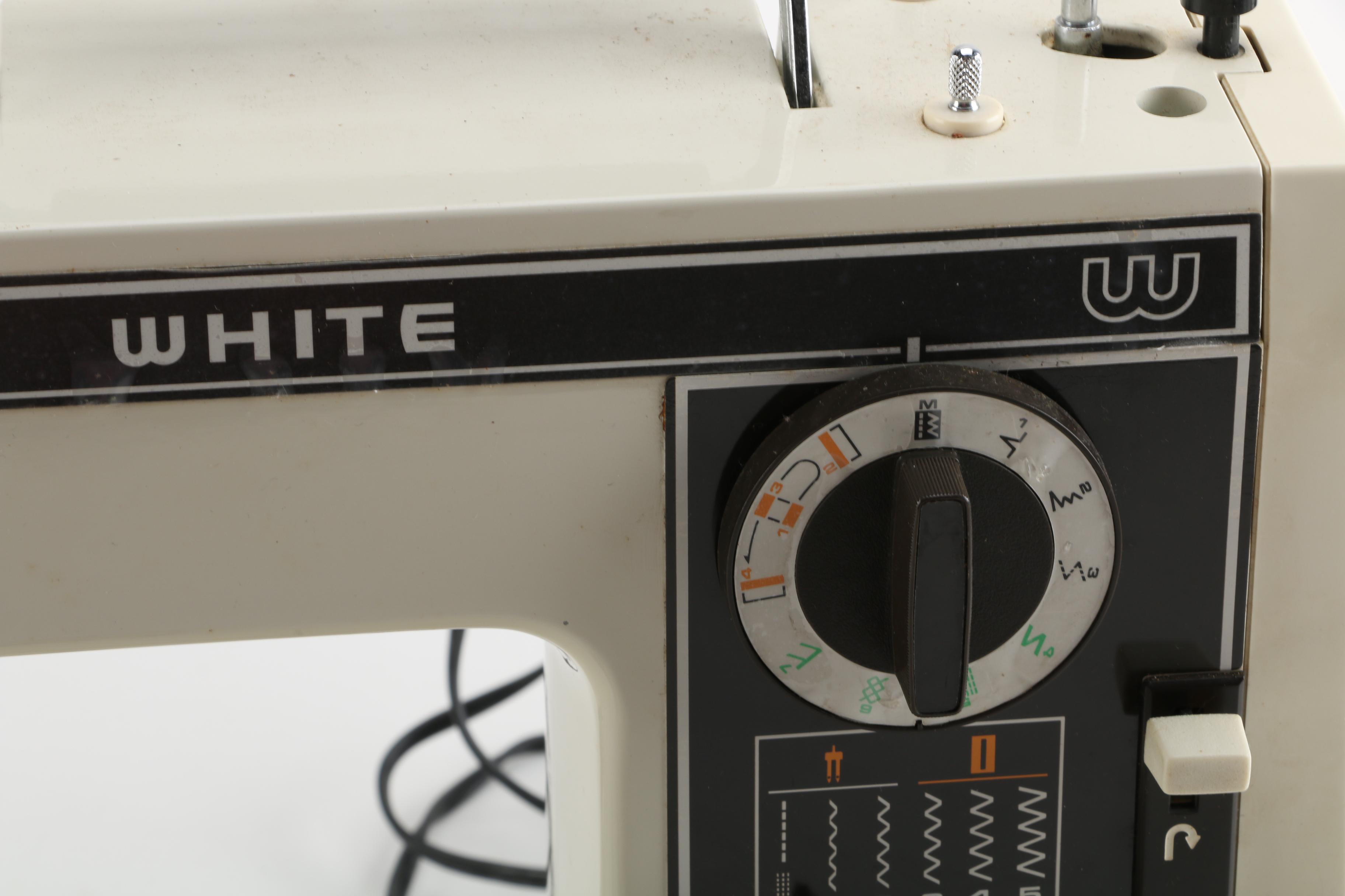 Vintage White Zigzag Sewing Machine