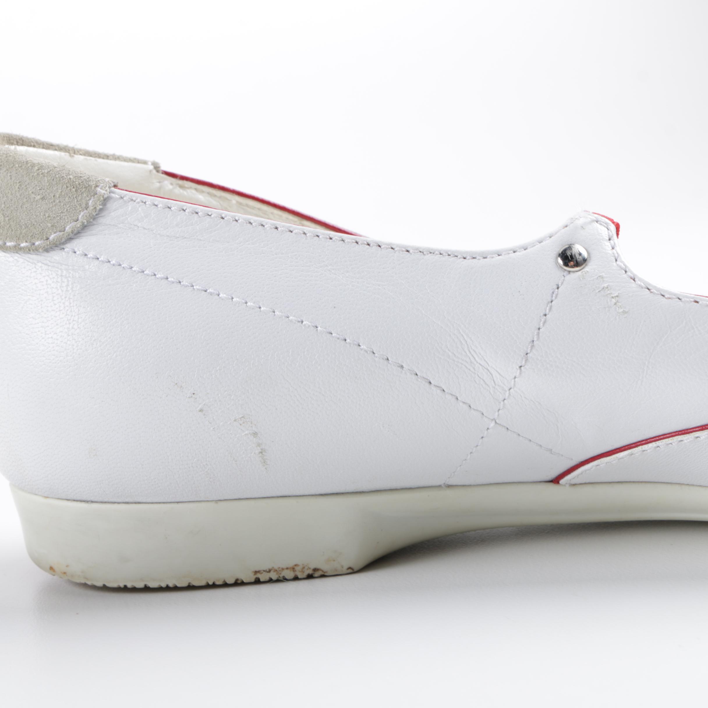 Prada White Leather Slip-On Sneakers