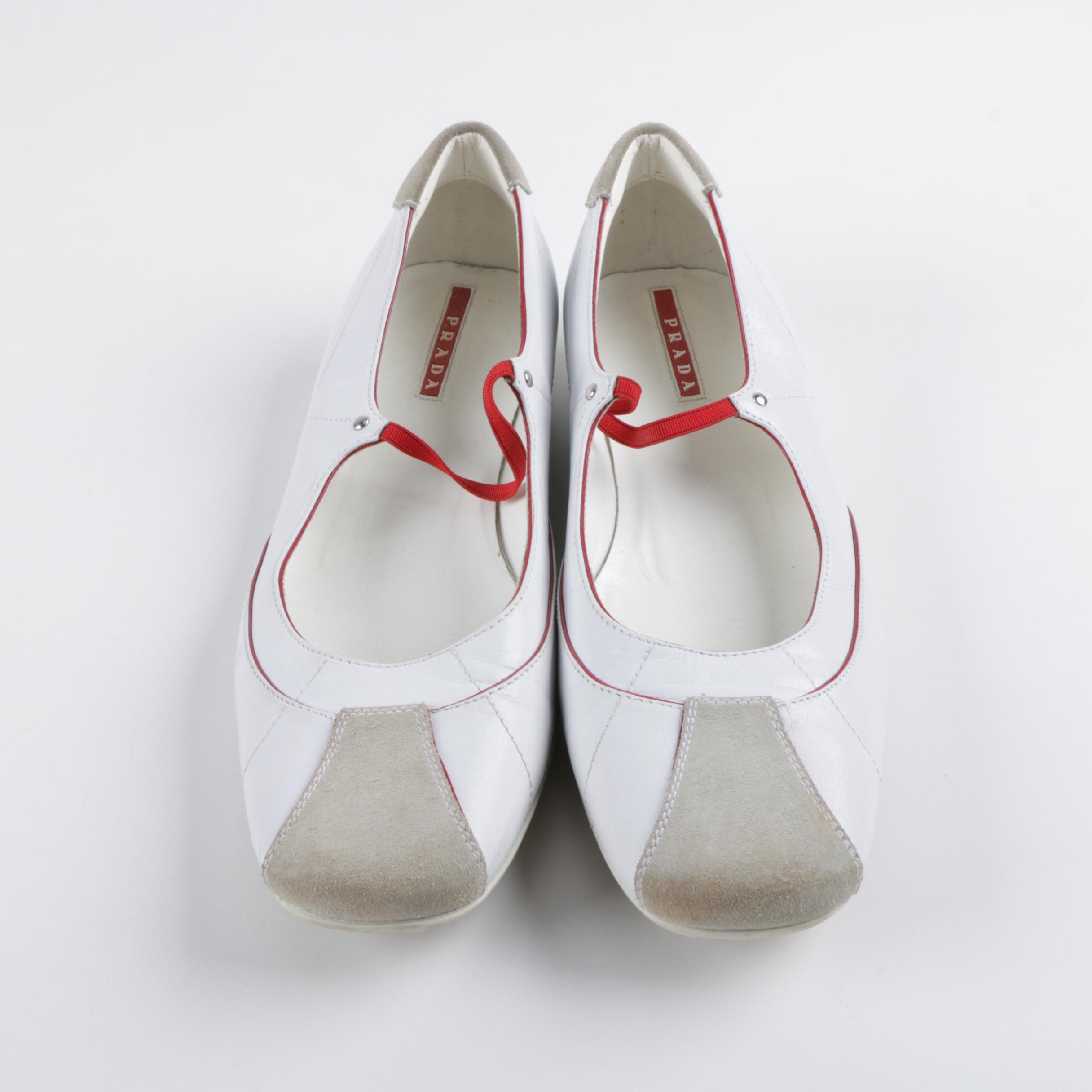 Prada White Leather Slip-On Sneakers