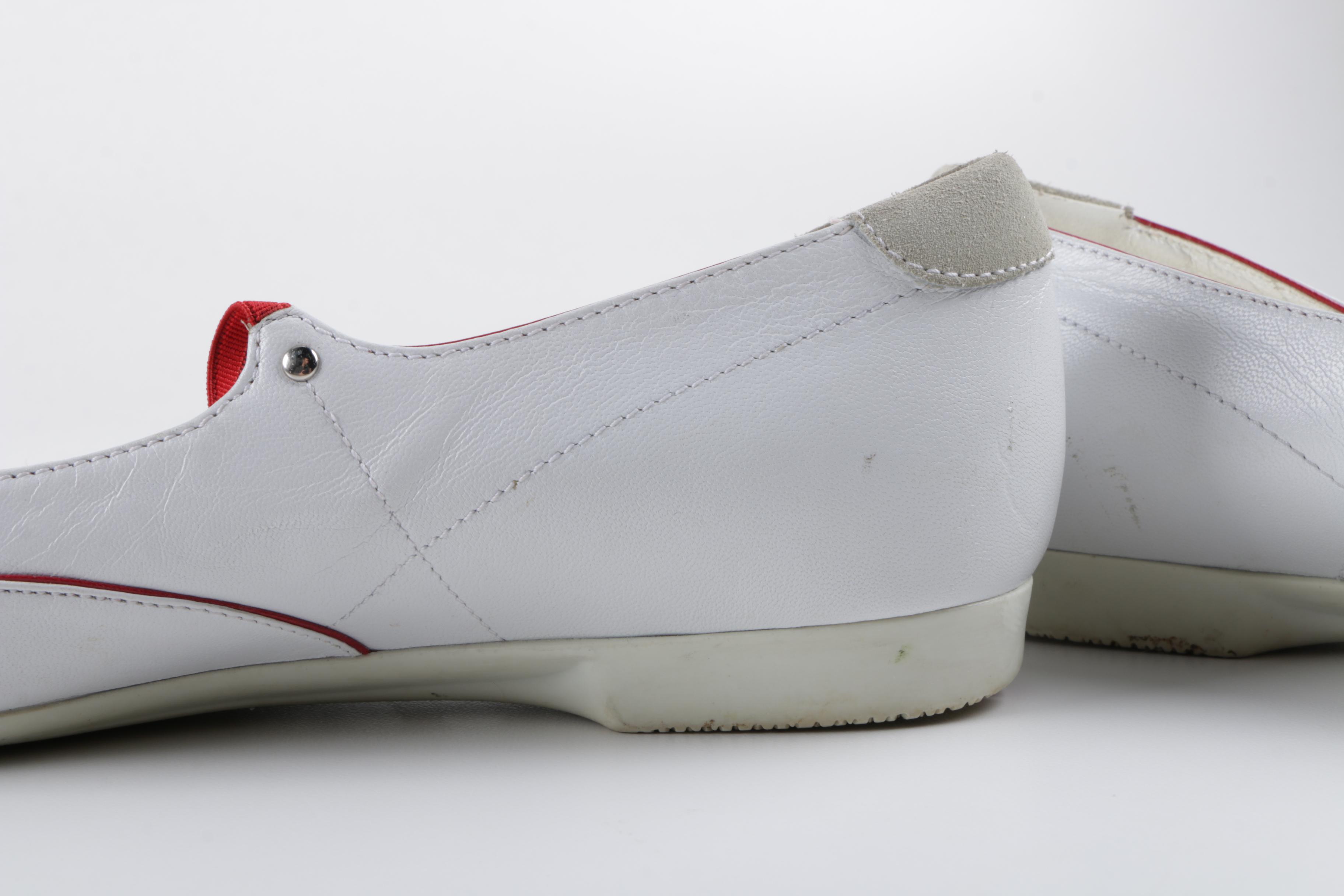 Prada White Leather Slip-On Sneakers