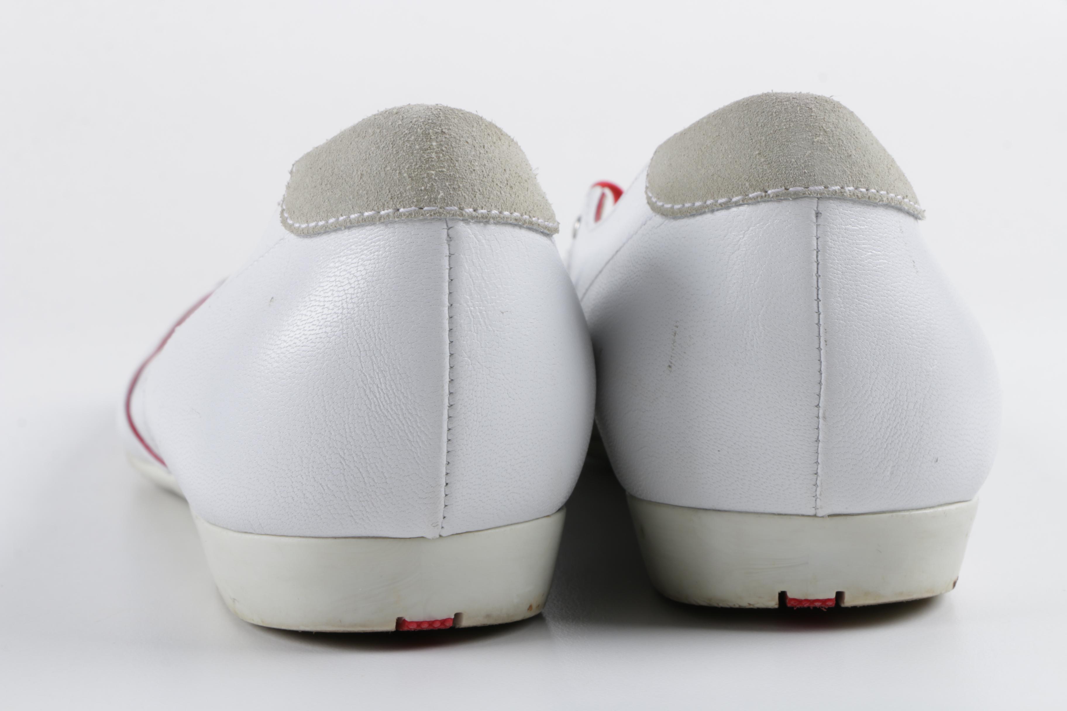Prada White Leather Slip-On Sneakers