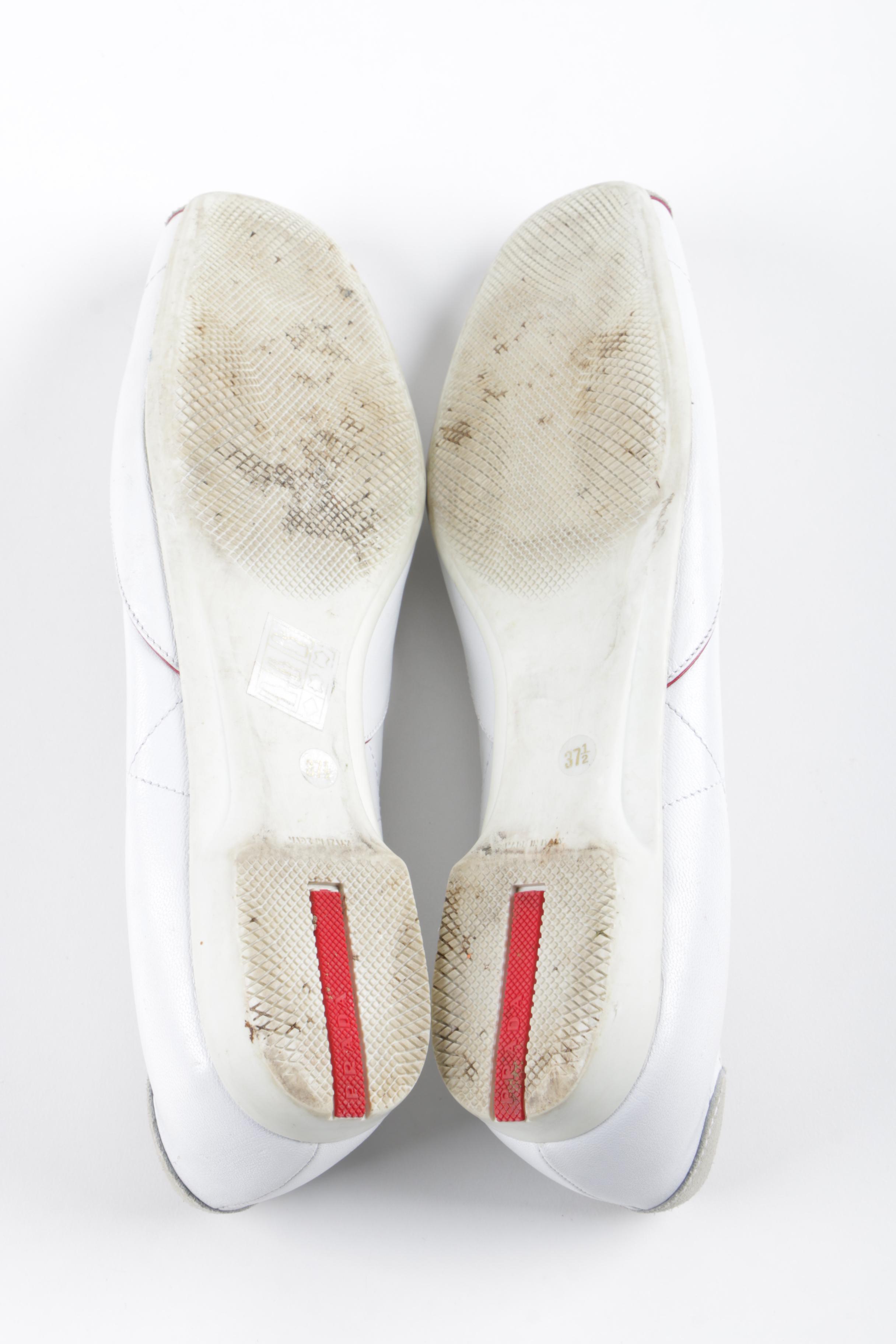 Prada White Leather Slip-On Sneakers