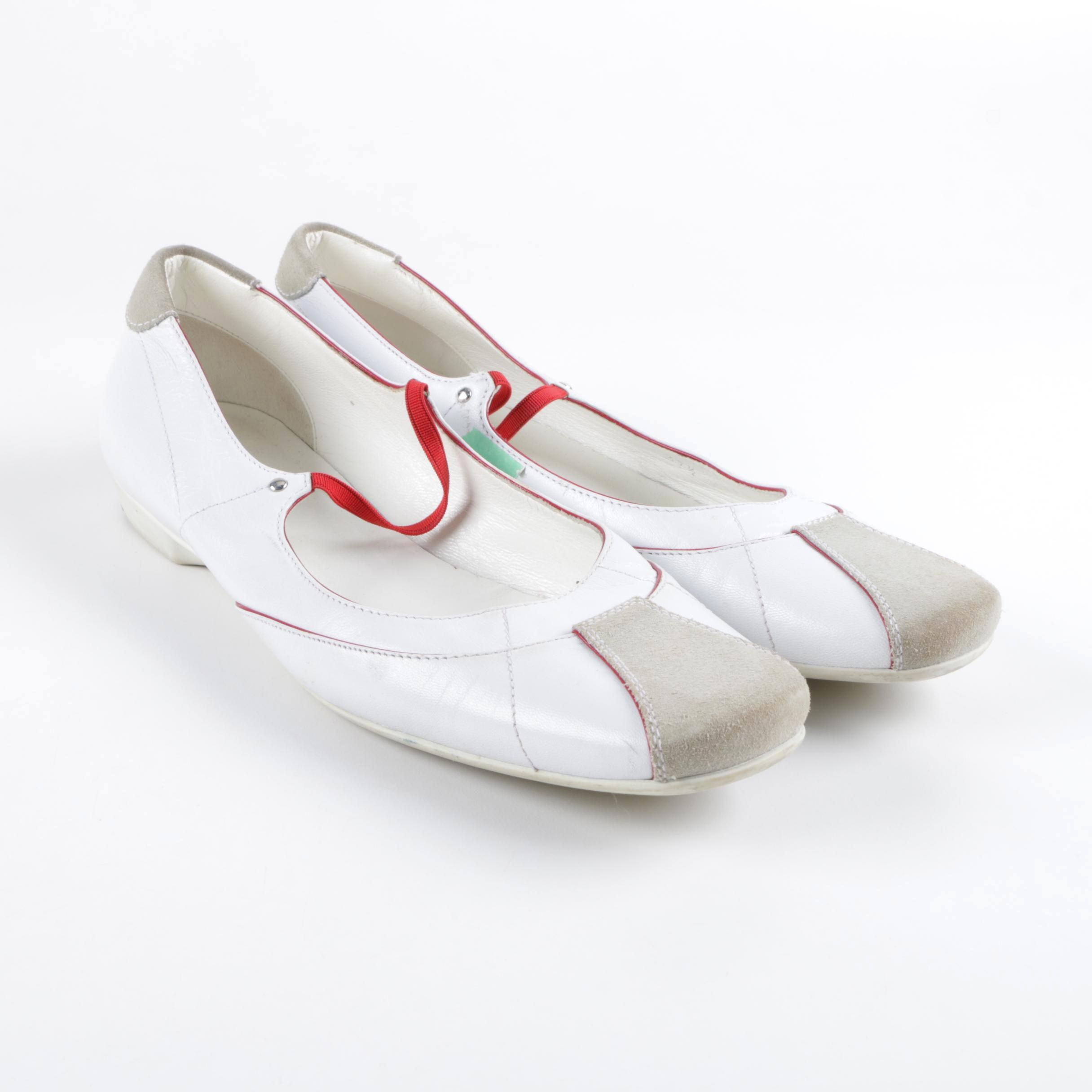 Prada White Leather Slip-On Sneakers