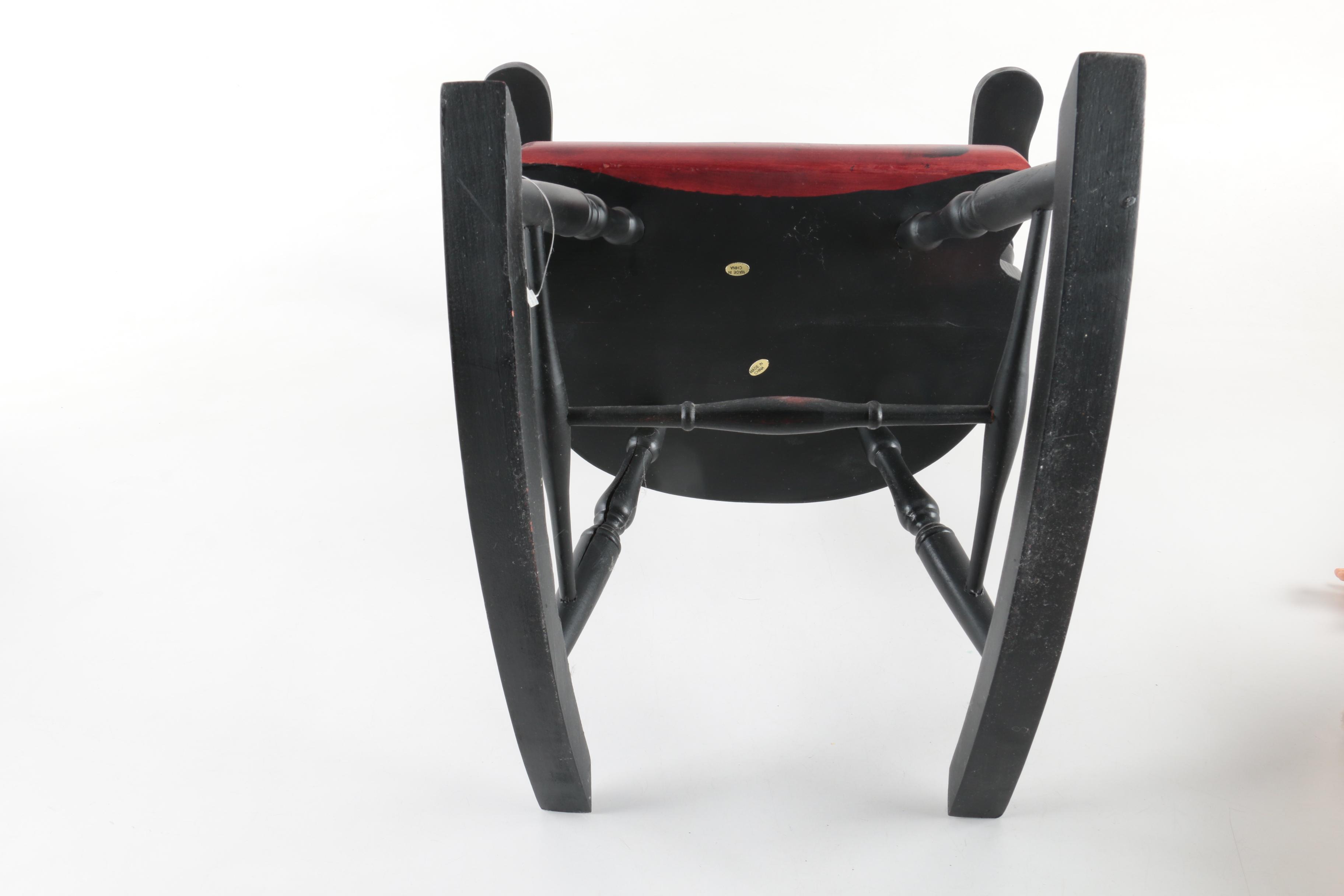 1996 Joyce Rondeau Signed Porcelain Doll with Wooden Rocking Chair