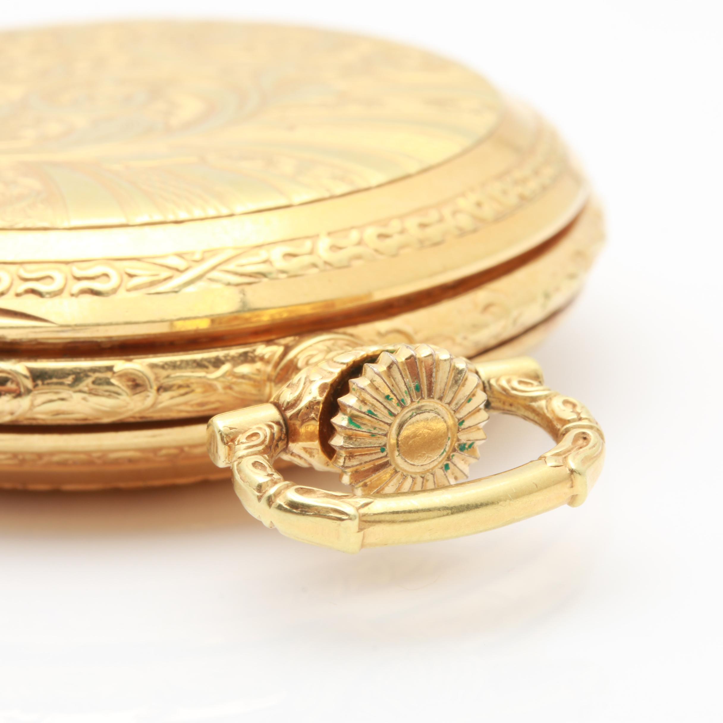 Arnex Gold-Plated Pink and White Dial Pocket Watch