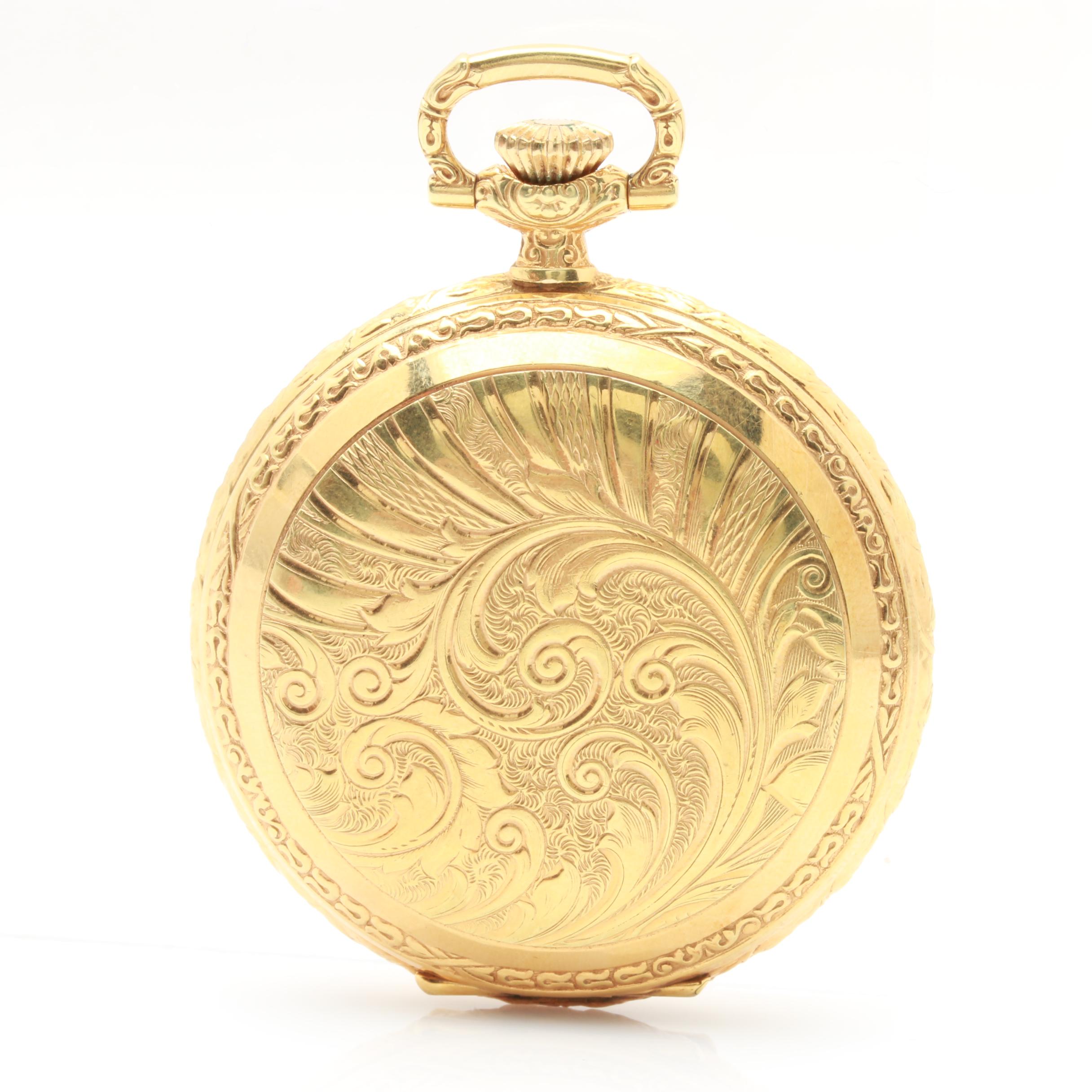 Arnex Gold-Plated Pink and White Dial Pocket Watch