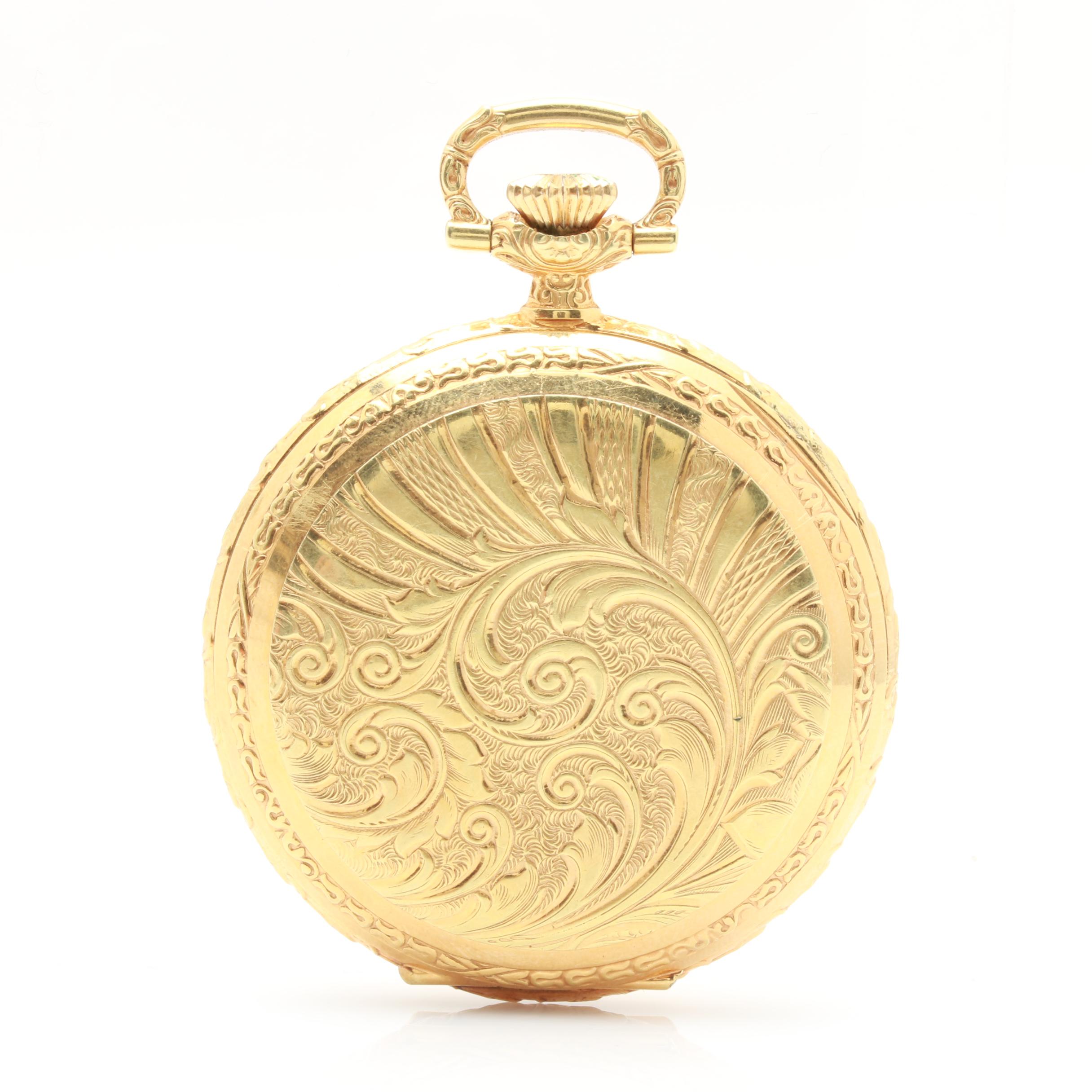 Arnex Gold-Plated Pink and White Dial Pocket Watch