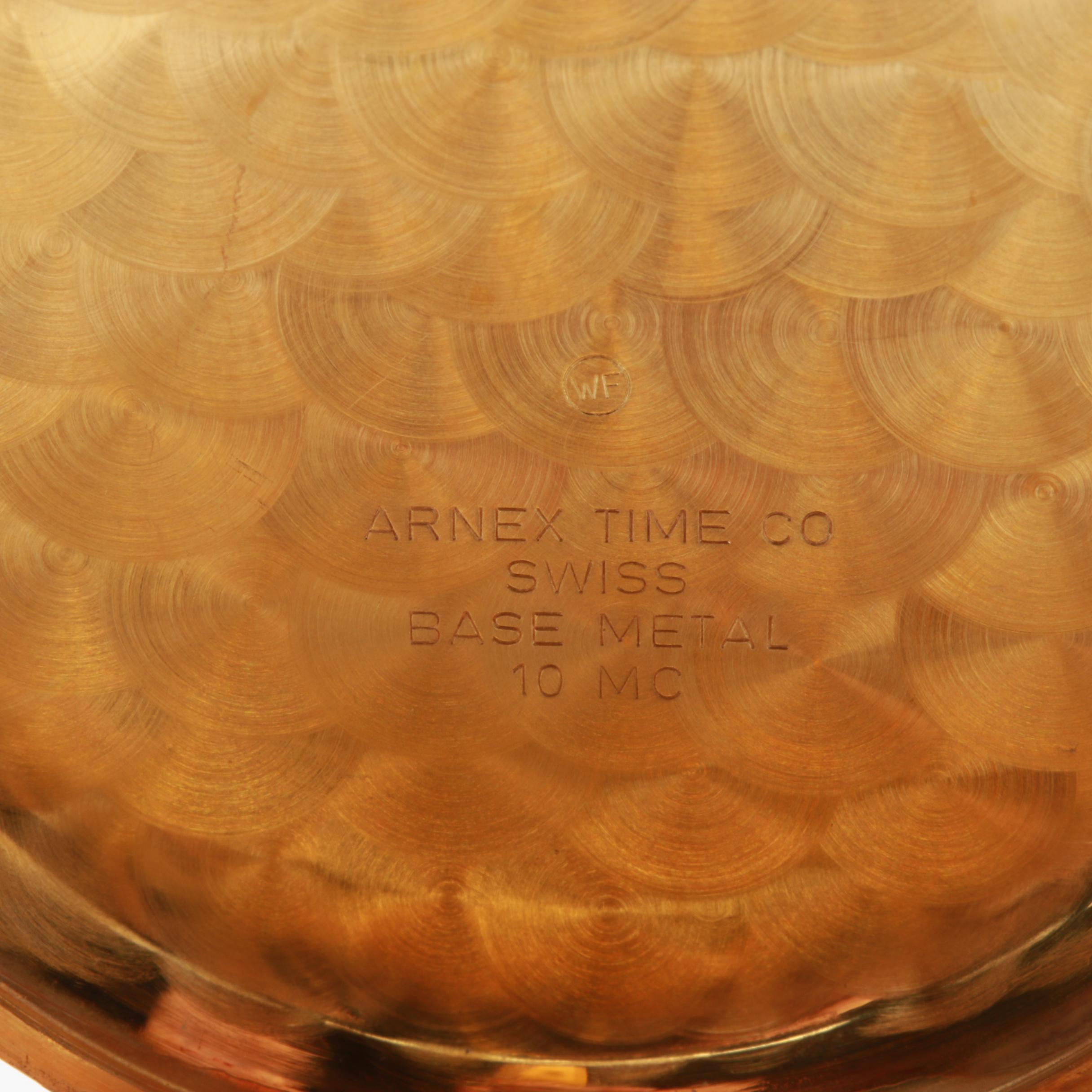 Arnex Gold-Plated Pink and White Dial Pocket Watch