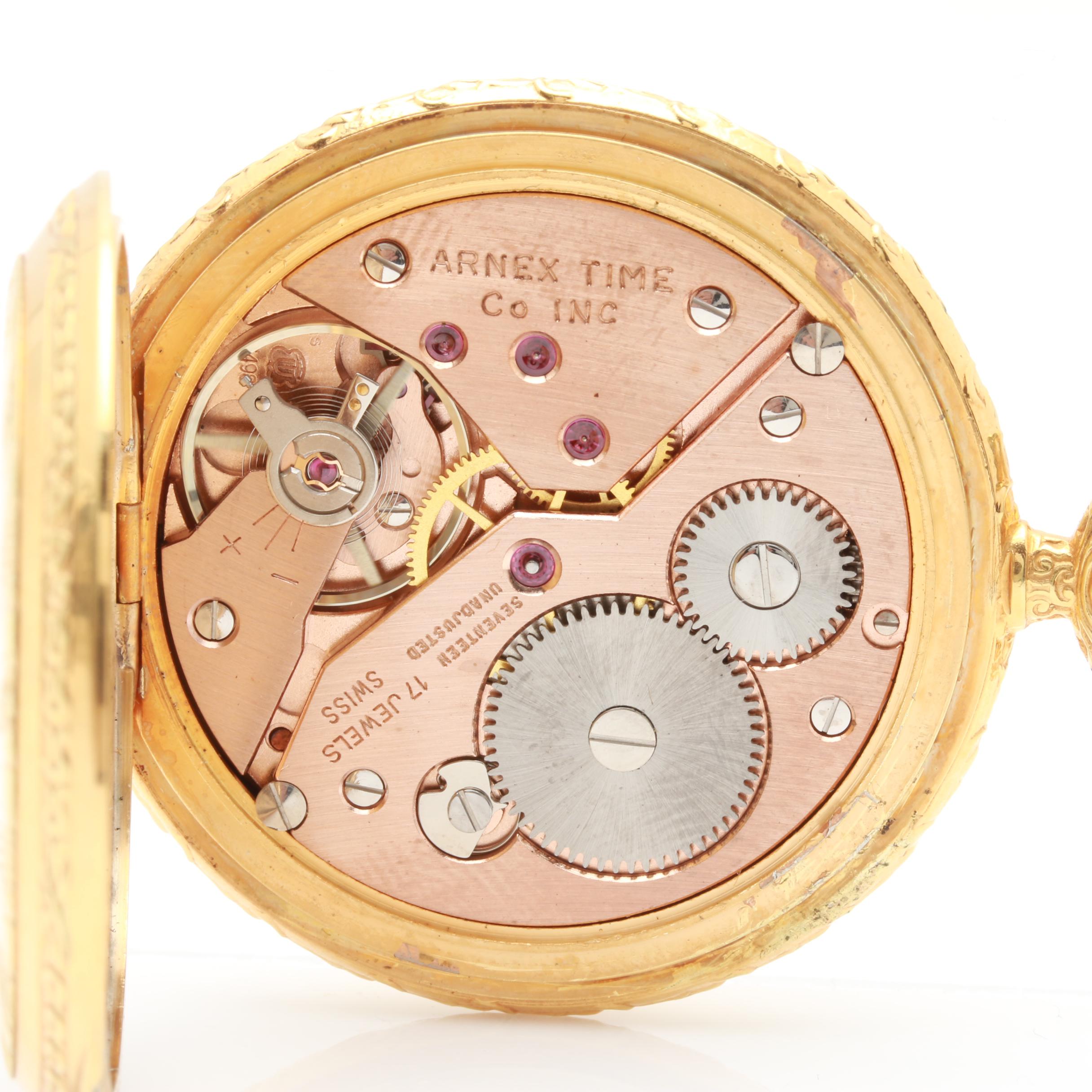 Arnex Gold-Plated Pink and White Dial Pocket Watch