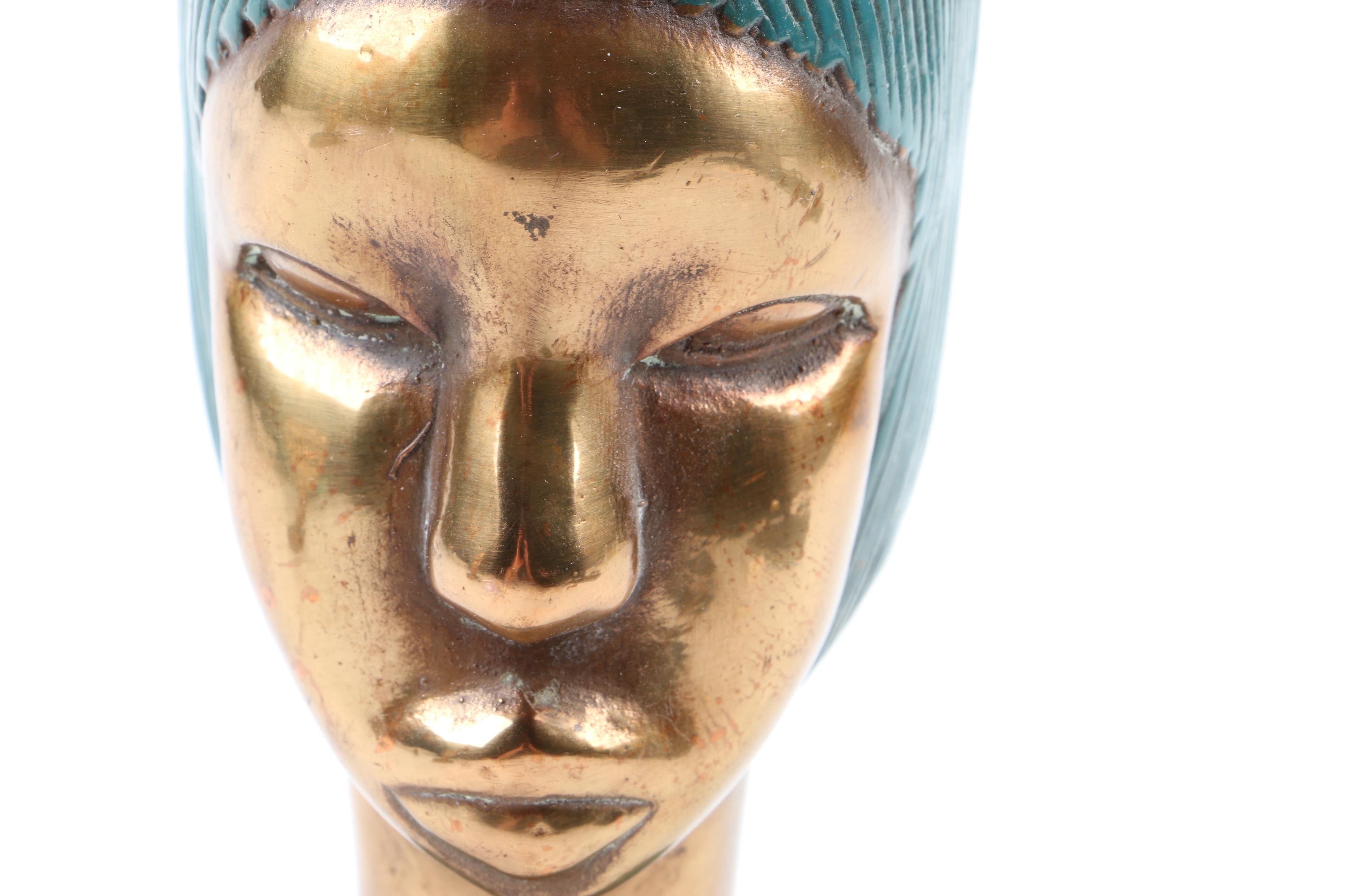 Brass African Bust Bookends