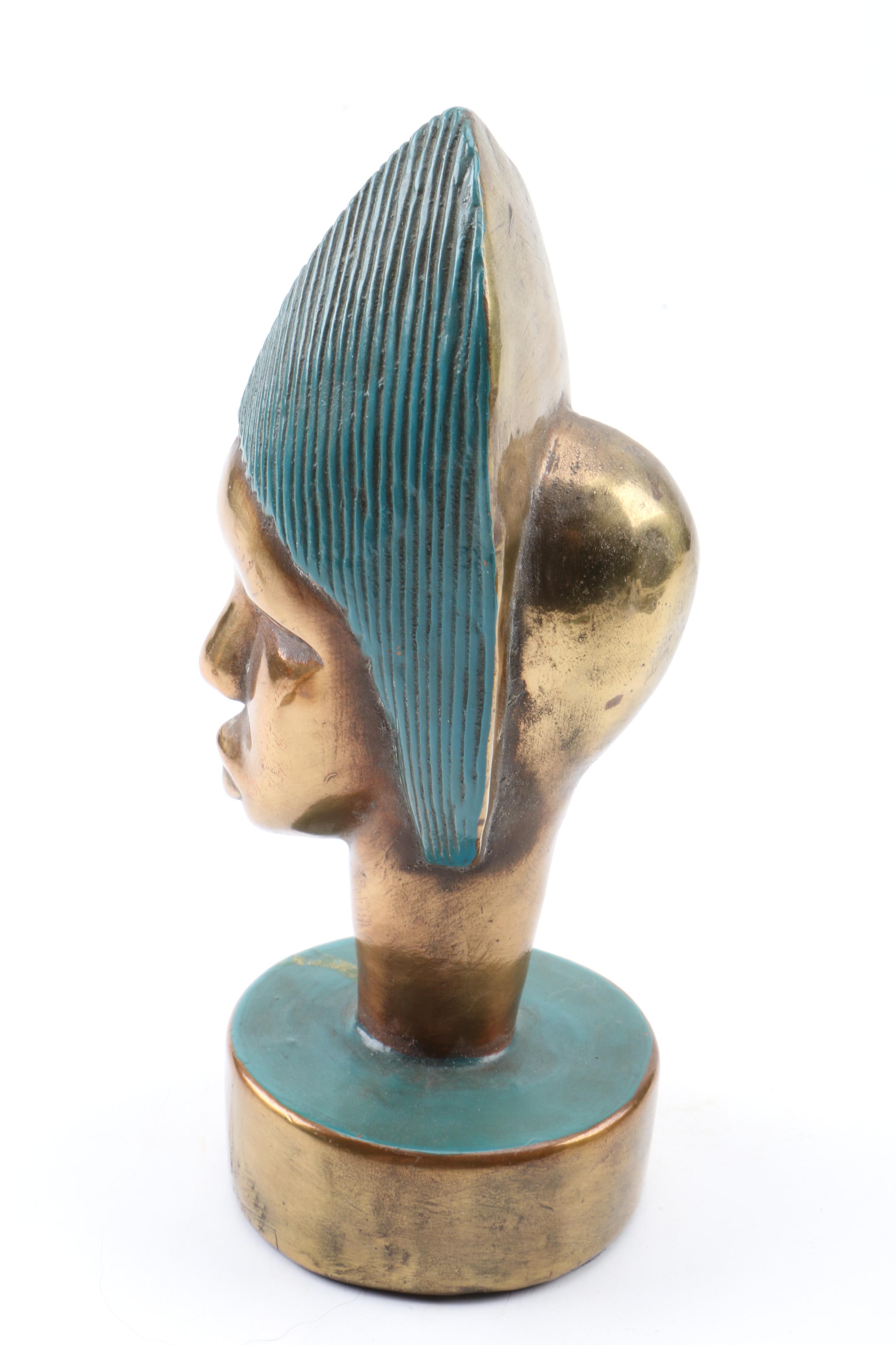 Brass African Bust Bookends