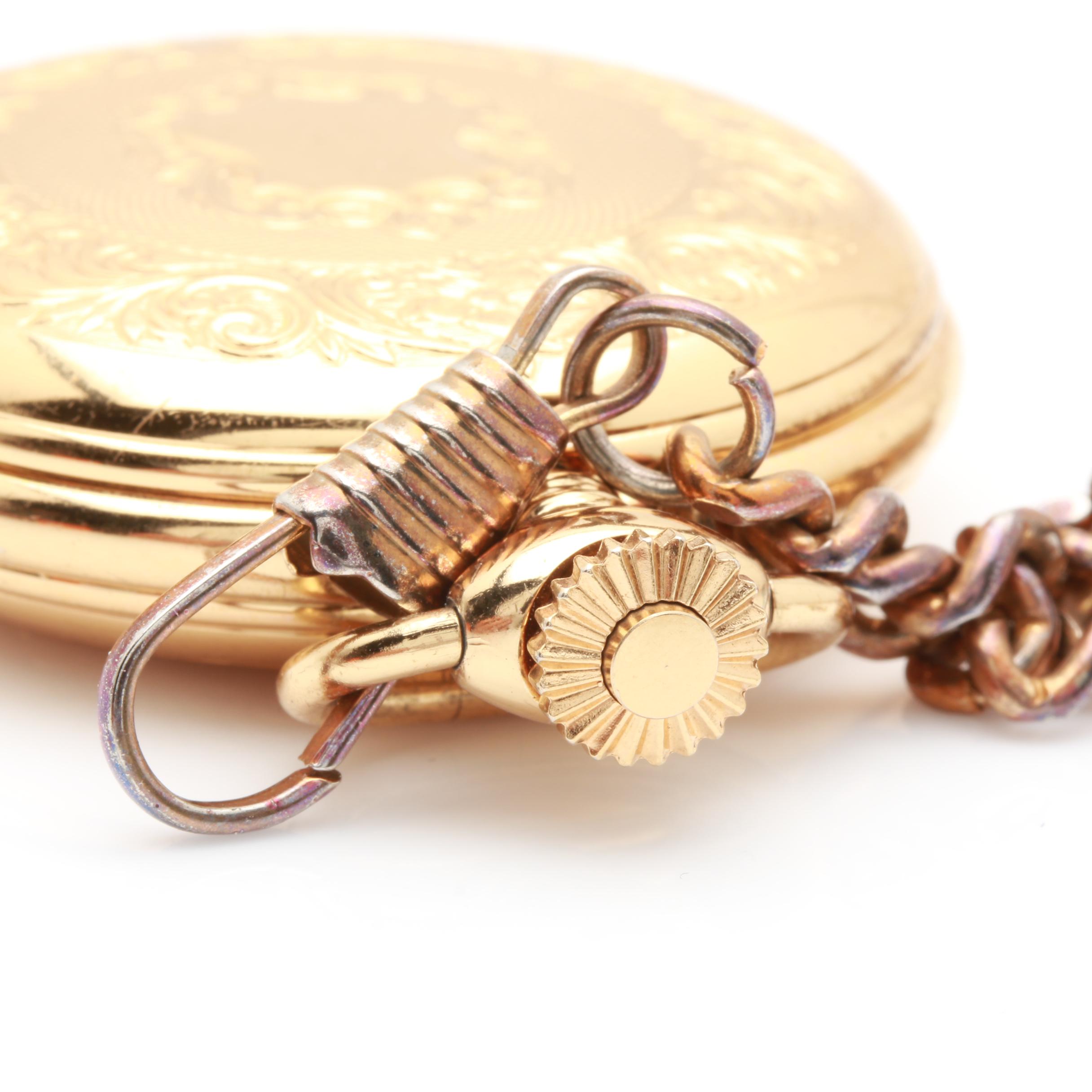 Majestron Gold-Tone Pocket Watch with Providence Cutlery Co. Pocket Knife