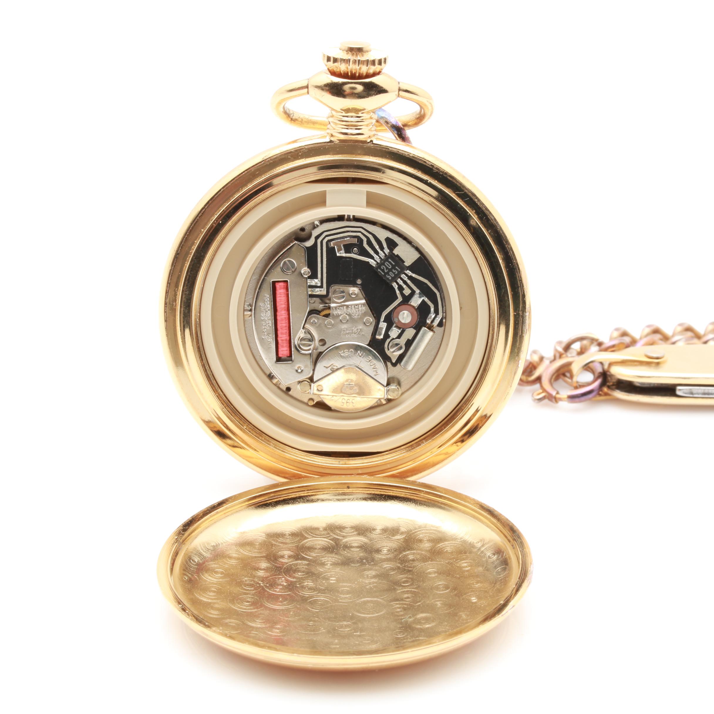 Majestron Gold-Tone Pocket Watch with Providence Cutlery Co. Pocket Knife