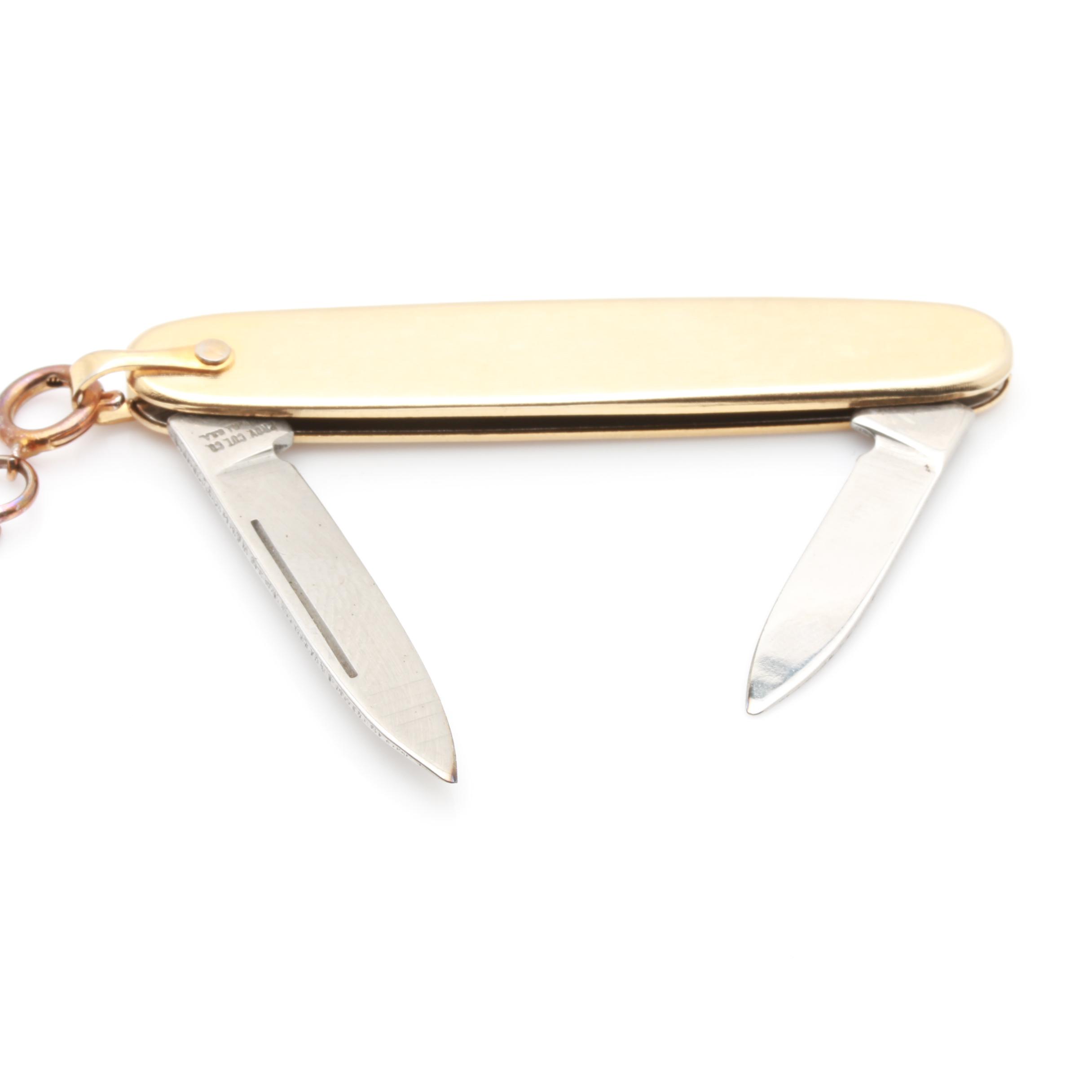 Majestron Gold-Tone Pocket Watch with Providence Cutlery Co. Pocket Knife