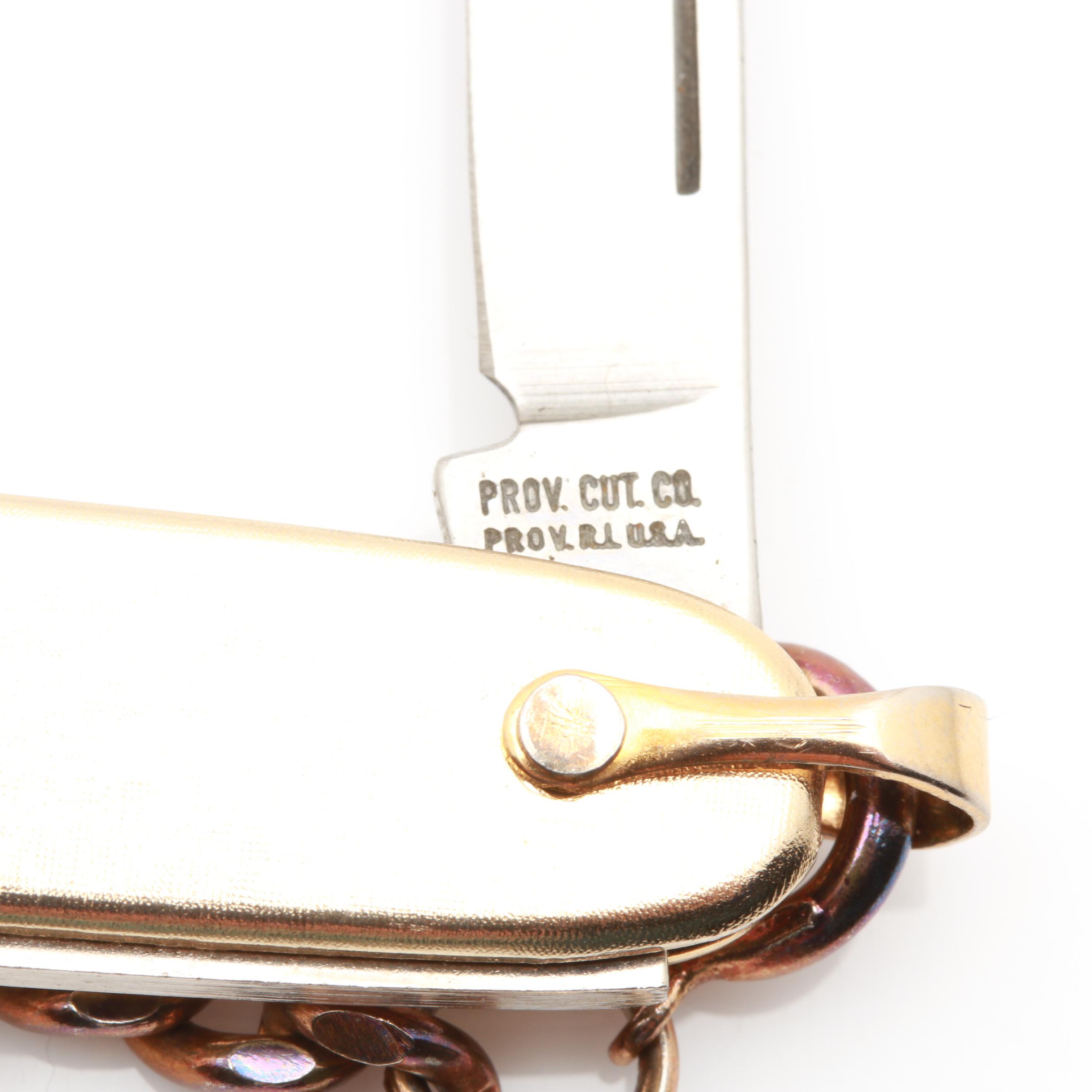 Majestron Gold-Tone Pocket Watch with Providence Cutlery Co. Pocket Knife