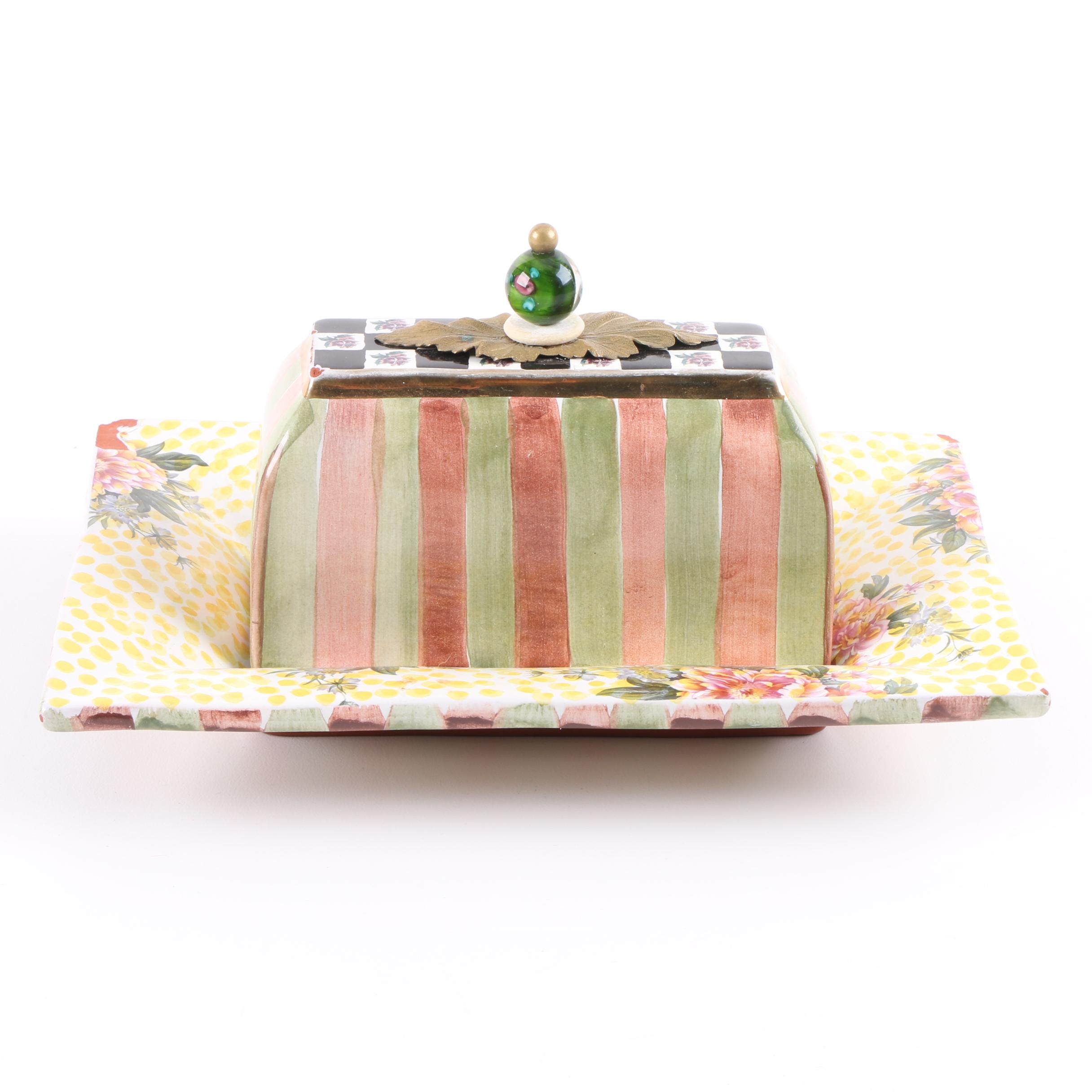 MacKenzie-Childs "Torquay Frank Mustard" Butter Dish