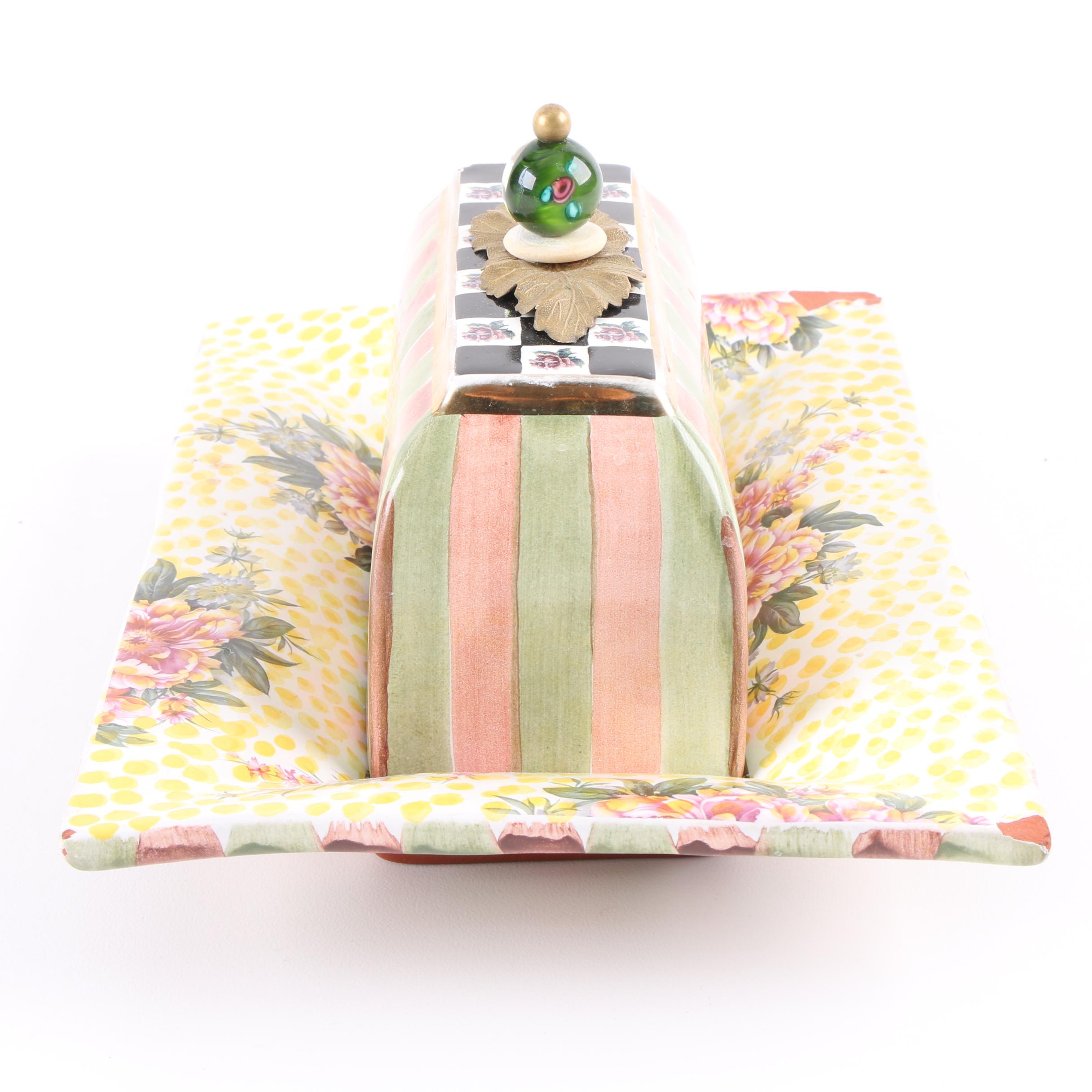 MacKenzie-Childs "Torquay Frank Mustard" Butter Dish