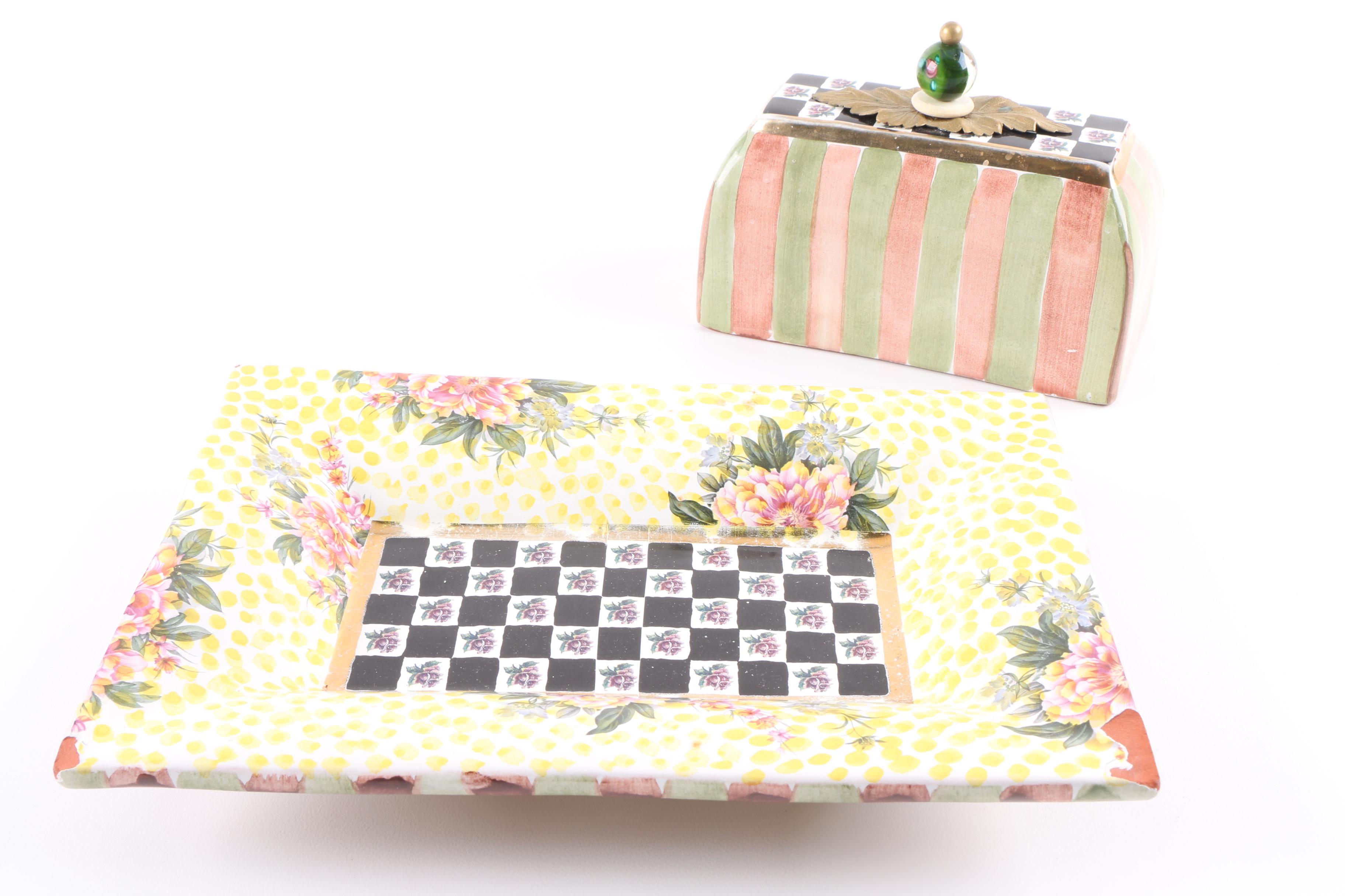 MacKenzie-Childs "Torquay Frank Mustard" Butter Dish