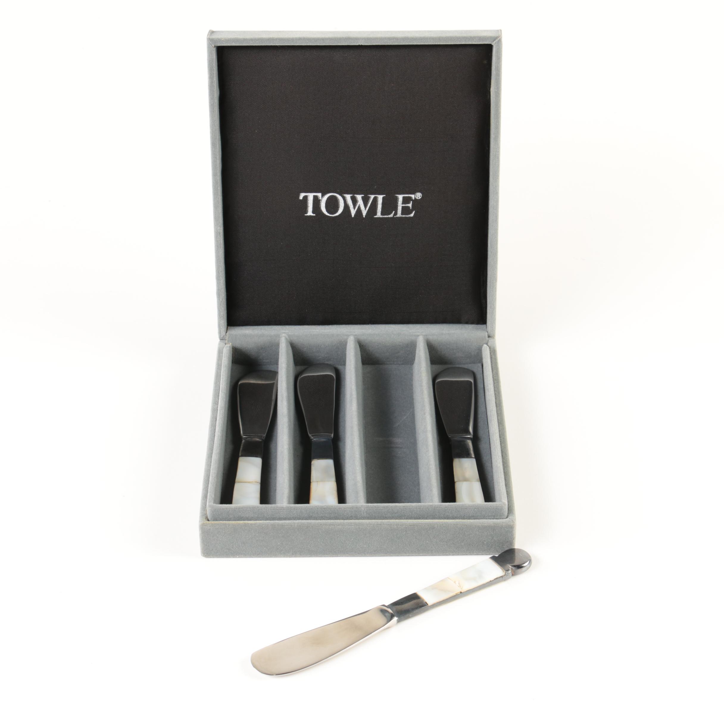 Towle Stainless Steel and Mother of Pearl Canape Spreaders