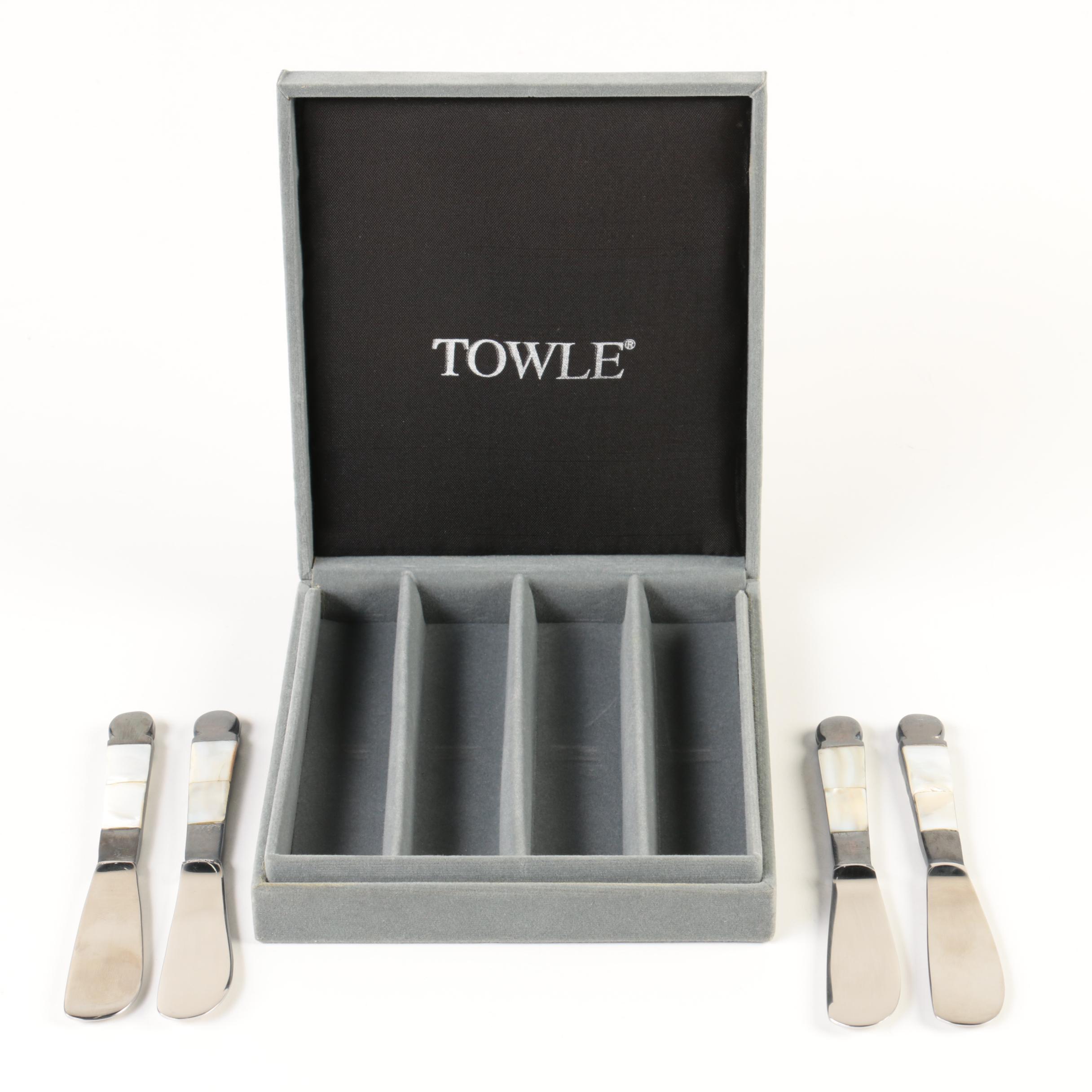Towle Stainless Steel and Mother of Pearl Canape Spreaders