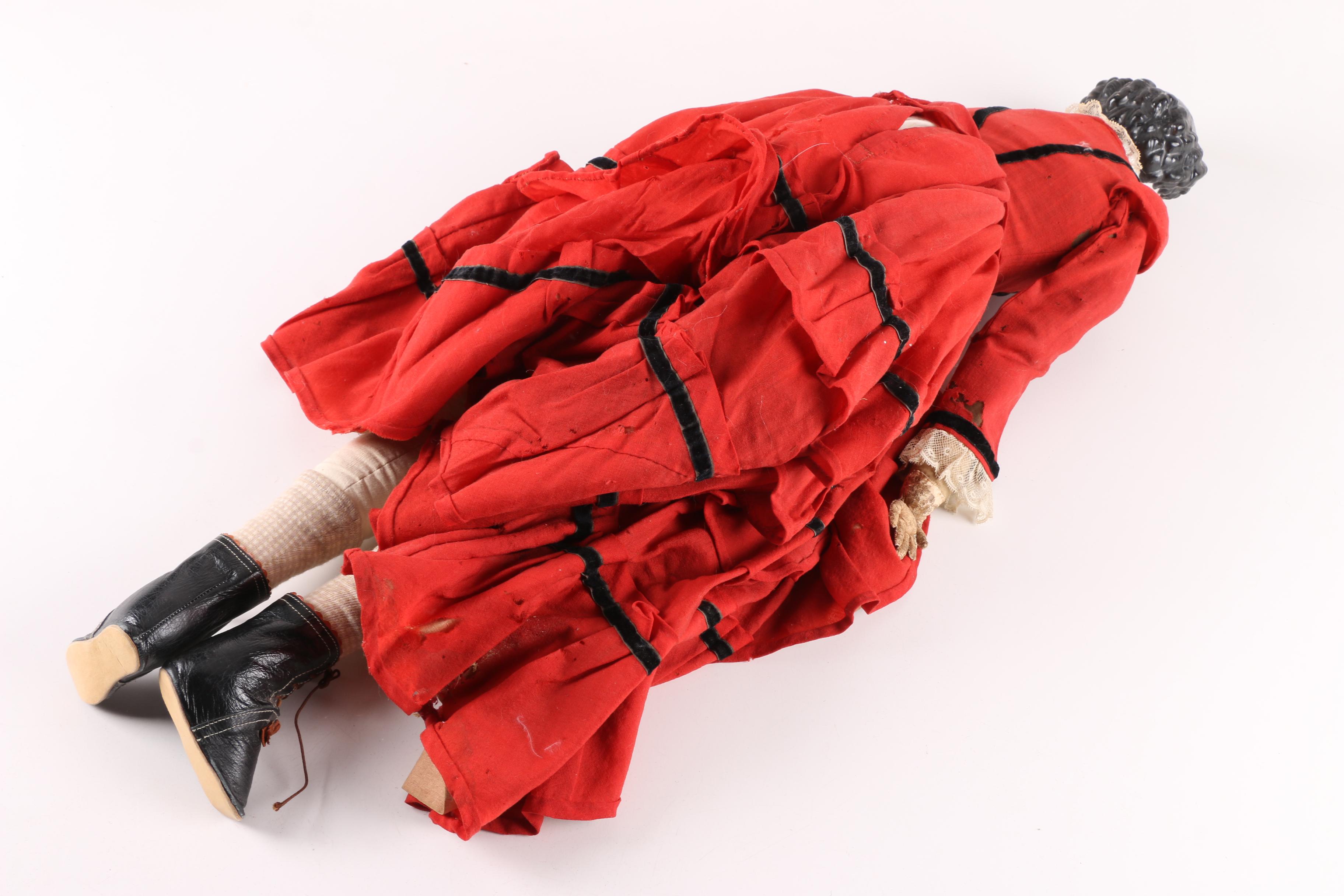 Antique China Head Doll with Cloth and Leather Body