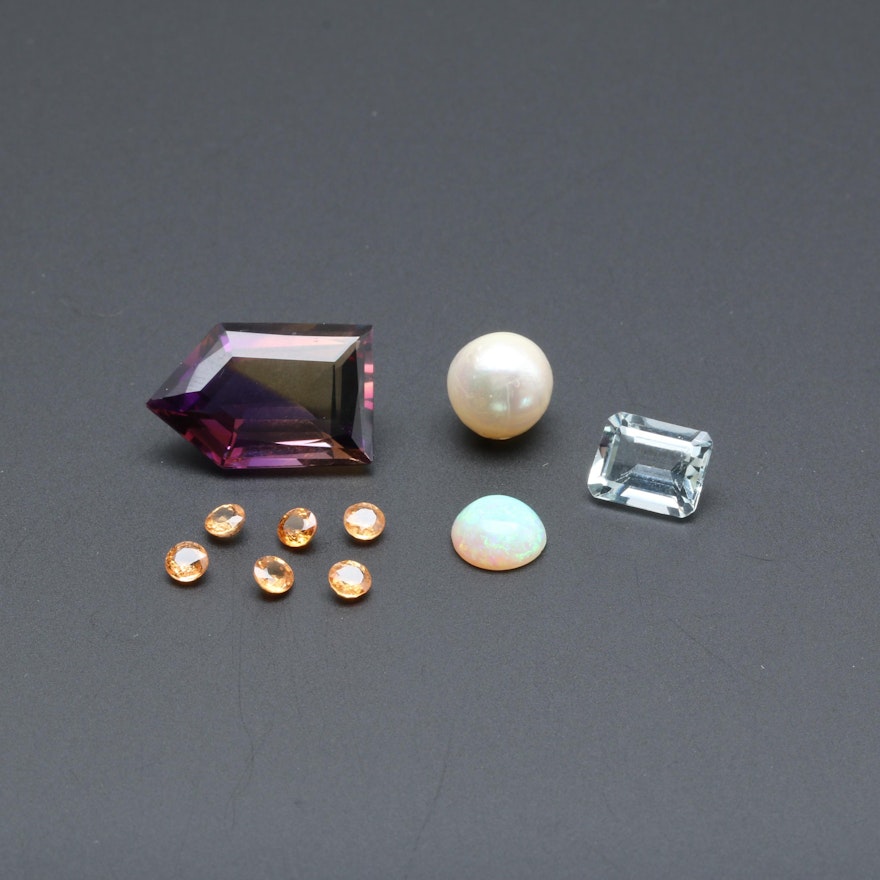 Assorted Loose Gemstones Including Cultured Akoya Pearl With GIA Report