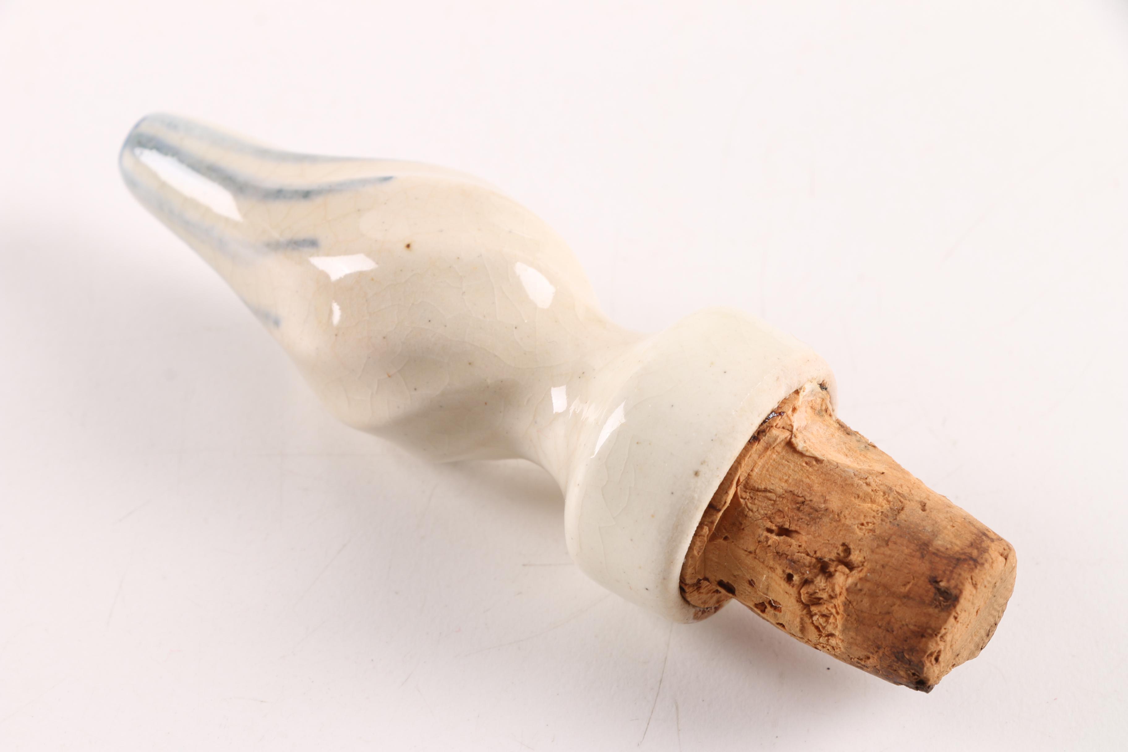 Lubbi Trumpois France Hand-Painted Sailing Motif Stoneware Cruet Decanter