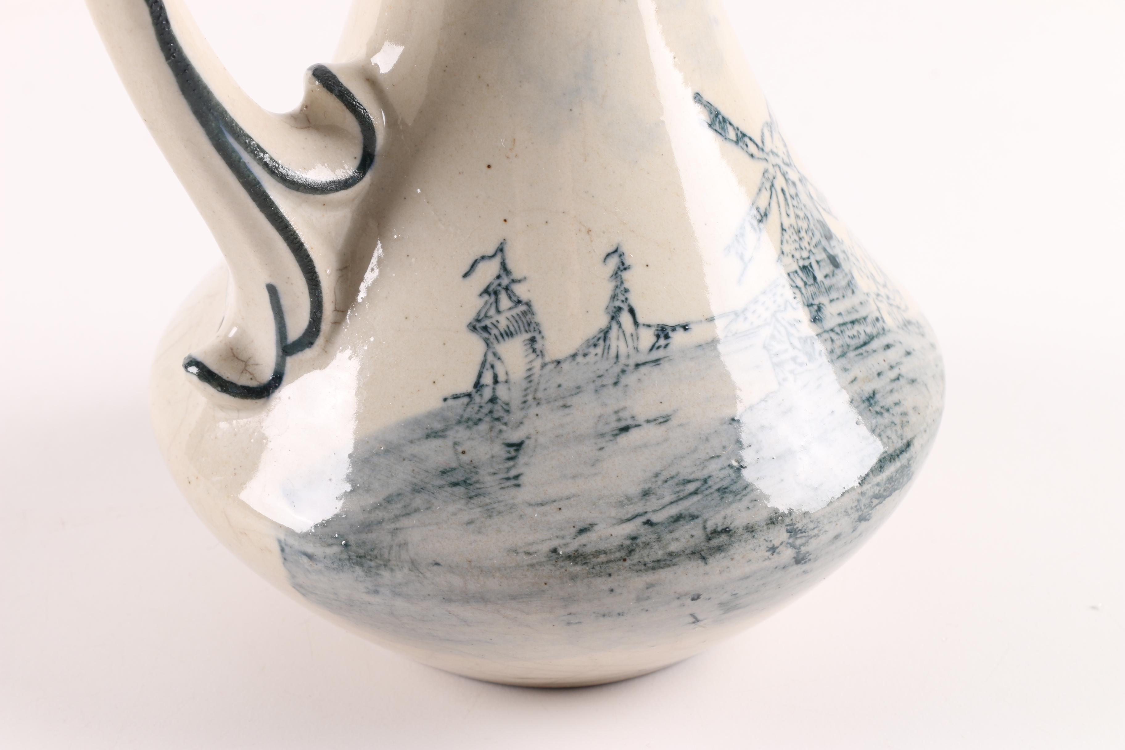 Lubbi Trumpois France Hand-Painted Sailing Motif Stoneware Cruet Decanter