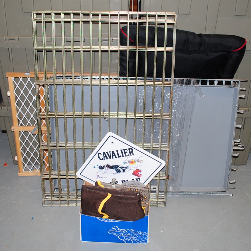 Pet Kennel, Gate, and Supplies