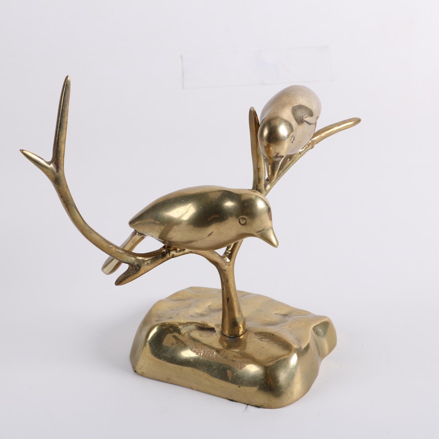 Brass Perched Birds Figurine