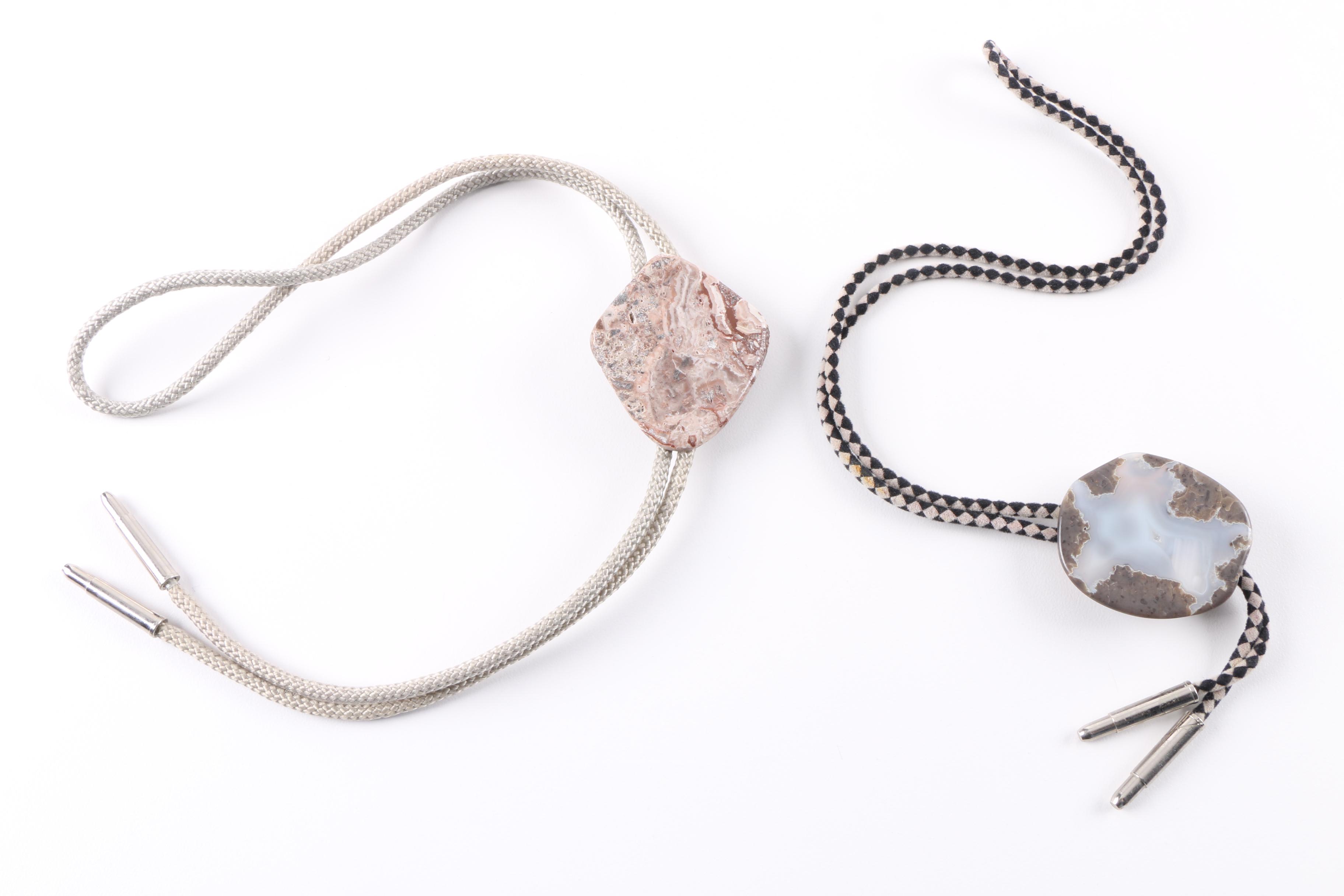 Sterling Silver Agate Jewelry Featuring Harley Davidson Ring and Bolo Ties