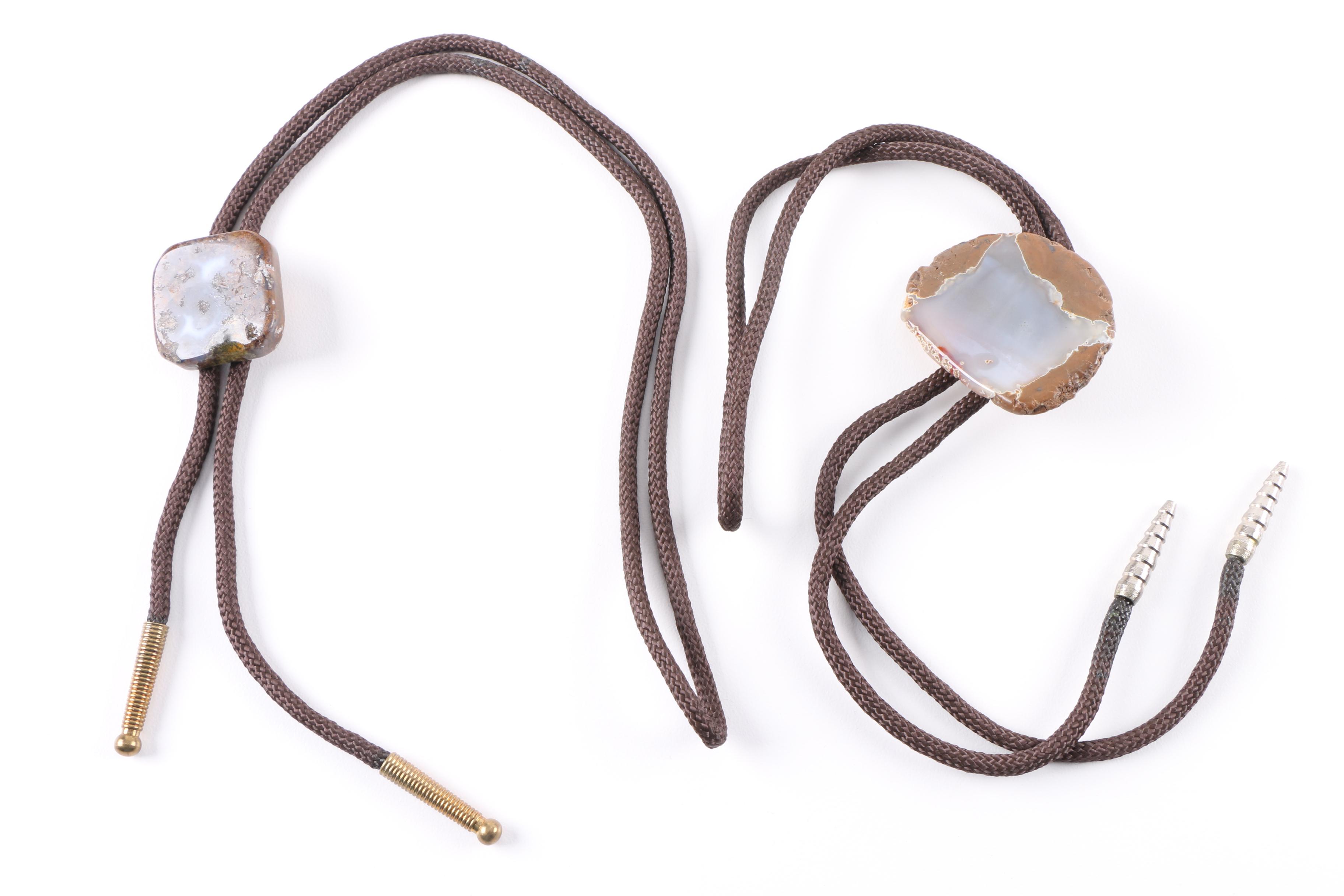 Sterling Silver Agate Jewelry Featuring Harley Davidson Ring and Bolo Ties