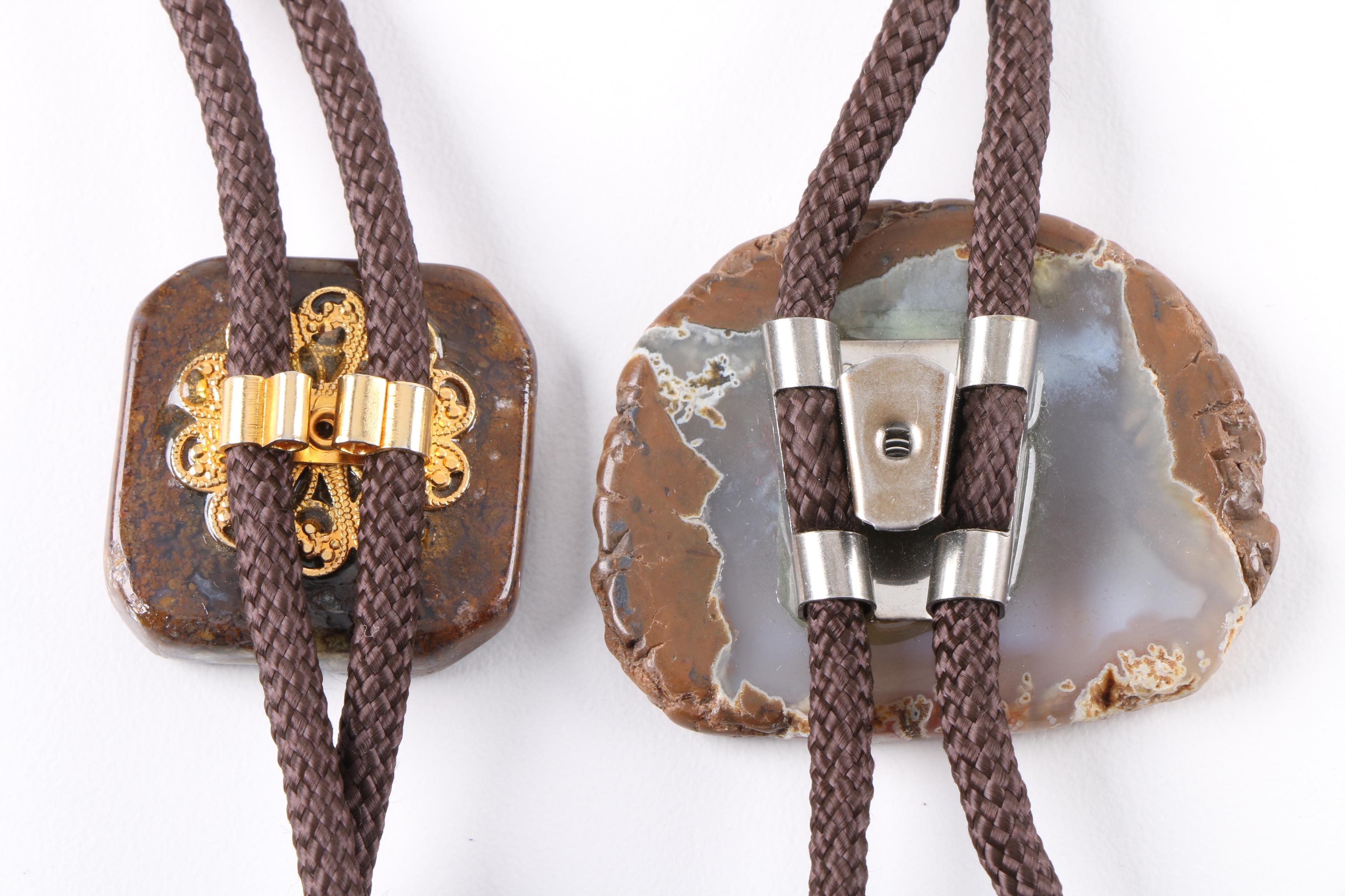 Sterling Silver Agate Jewelry Featuring Harley Davidson Ring and Bolo Ties