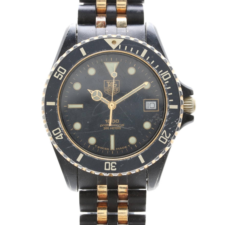 TAG Heuer Black and Gold Stainless Steel Wristwatch