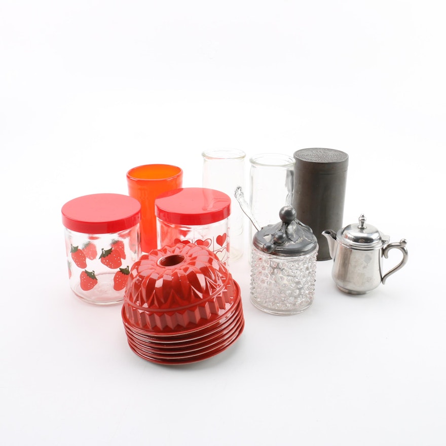 Glass Canisters with Molds and Other Kitchenalia