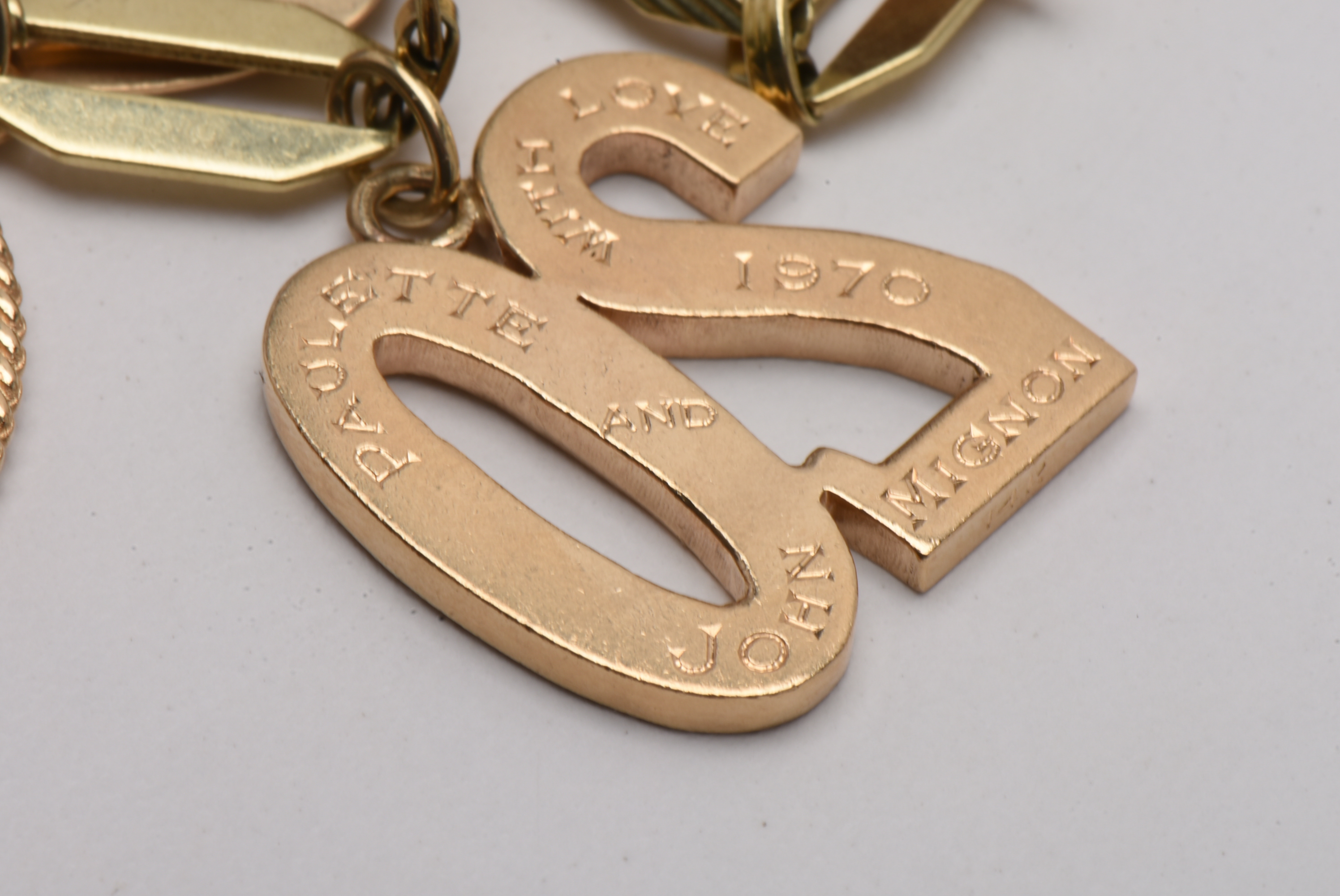 Vintage 14K Yellow Gold Charm Bracelet with Gold Charms and Gemstones