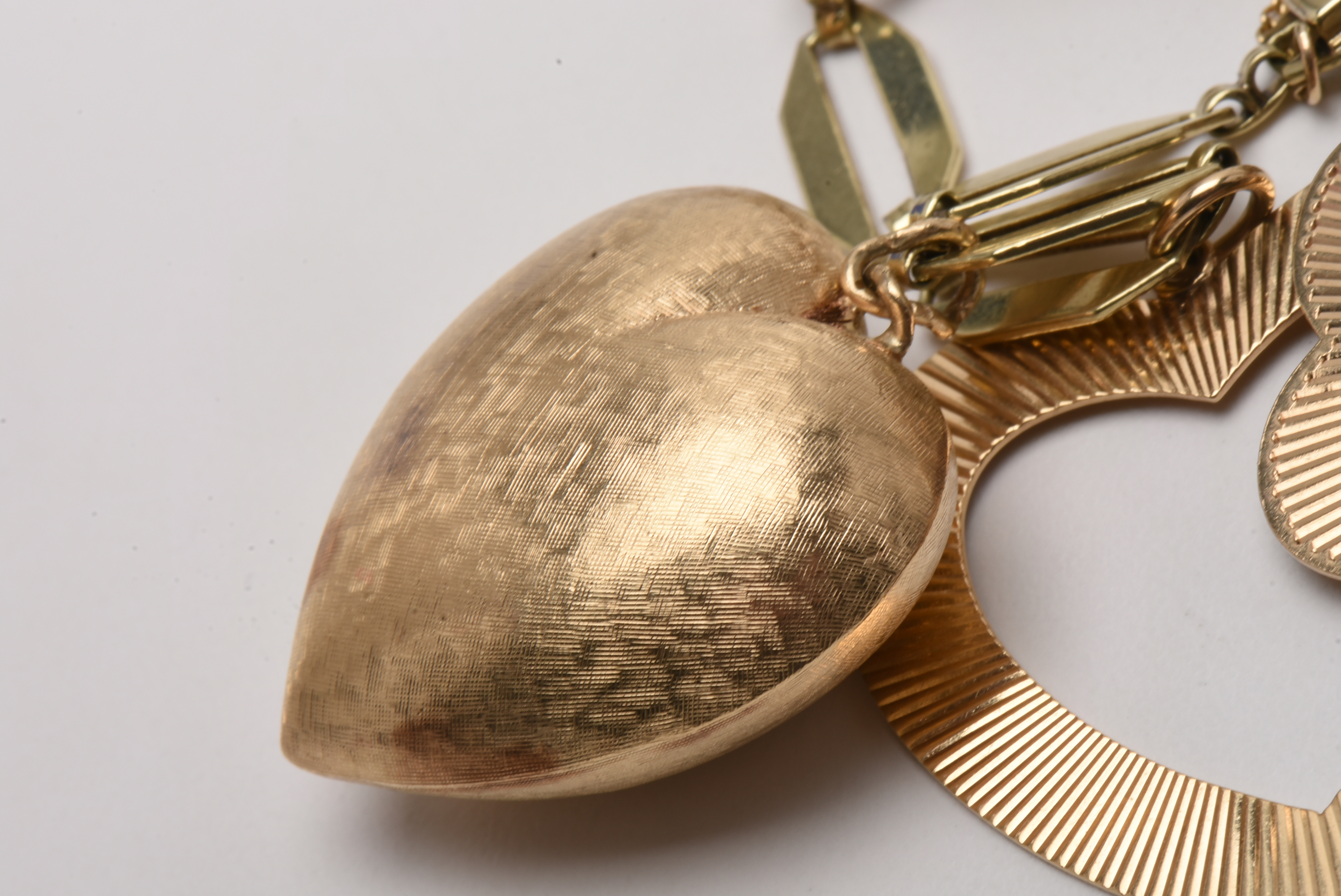 Vintage 14K Yellow Gold Charm Bracelet with Gold Charms and Gemstones