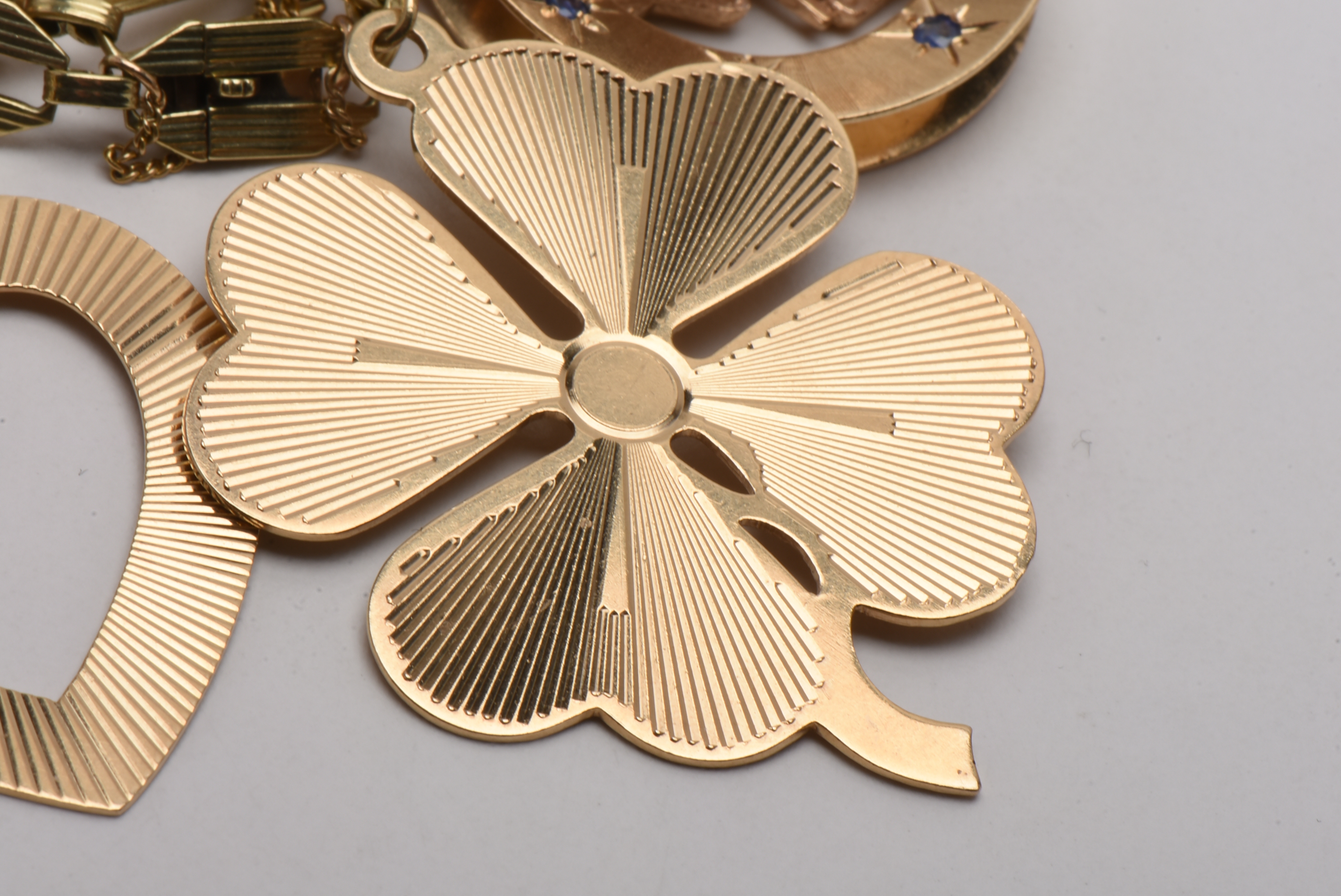 Vintage 14K Yellow Gold Charm Bracelet with Gold Charms and Gemstones