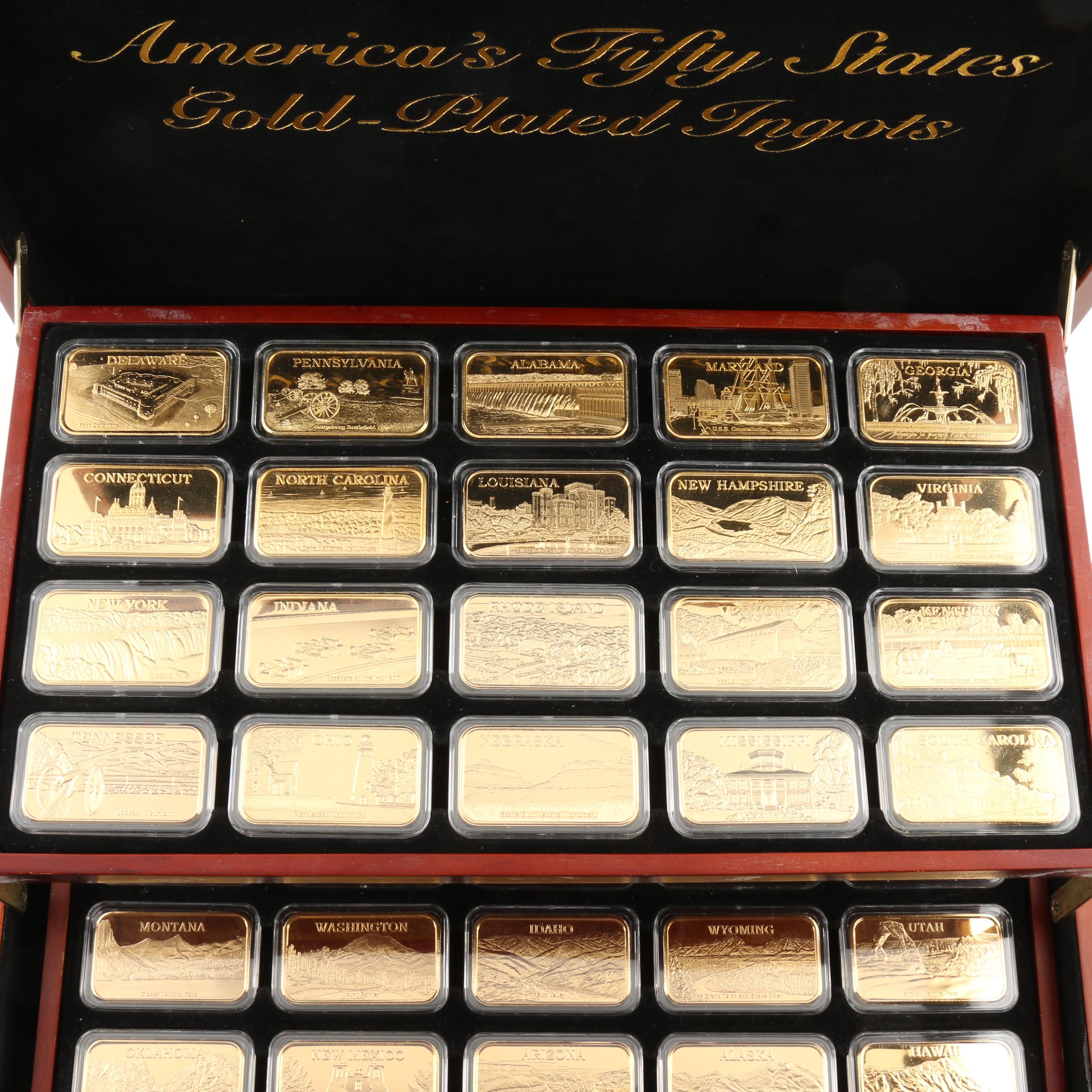 "America's Fifty States Gold-Plated Ingots" Set