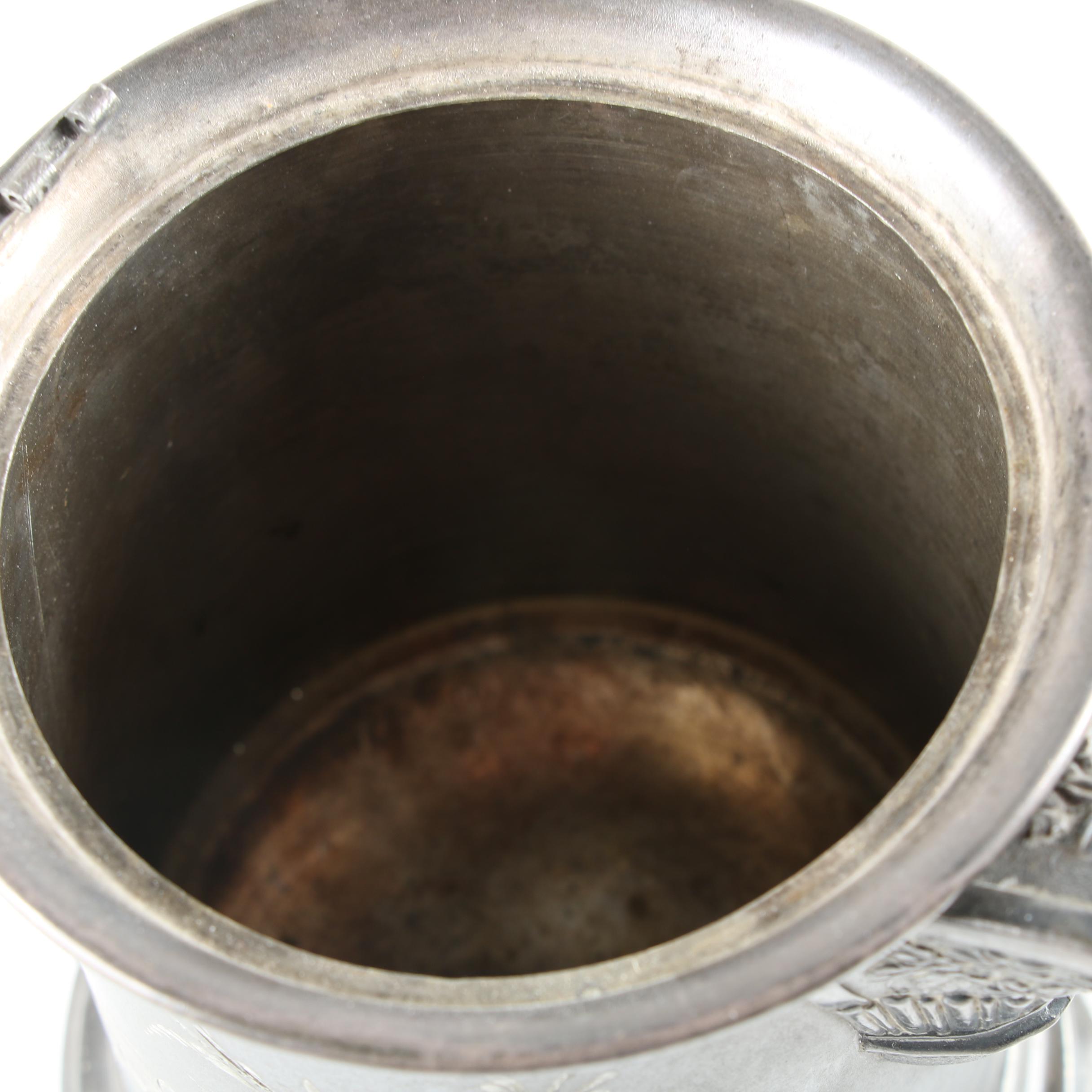 Floral Accented Silver-Plated Ice Water Pitcher