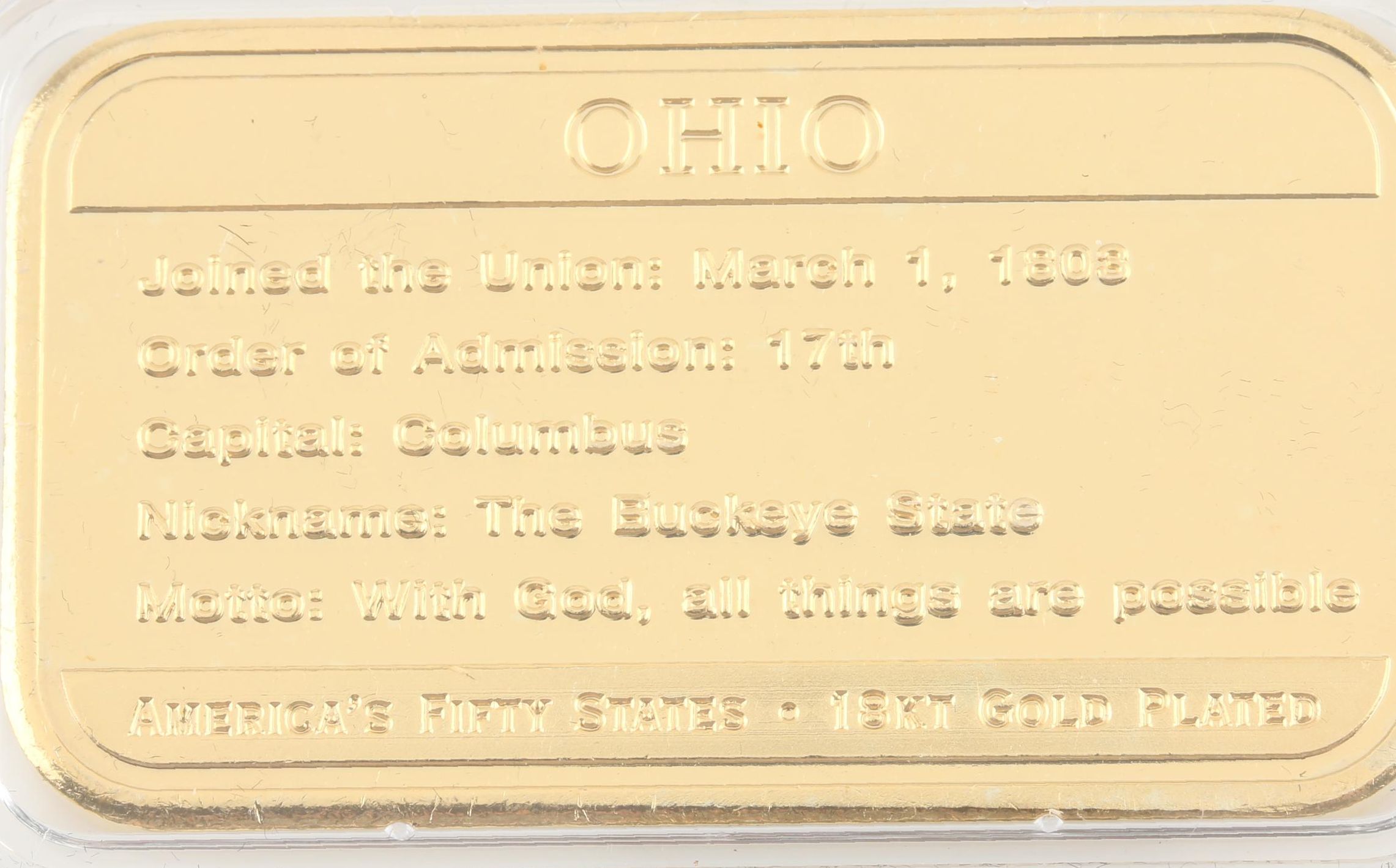 "America's Fifty States Gold-Plated Ingots" Set