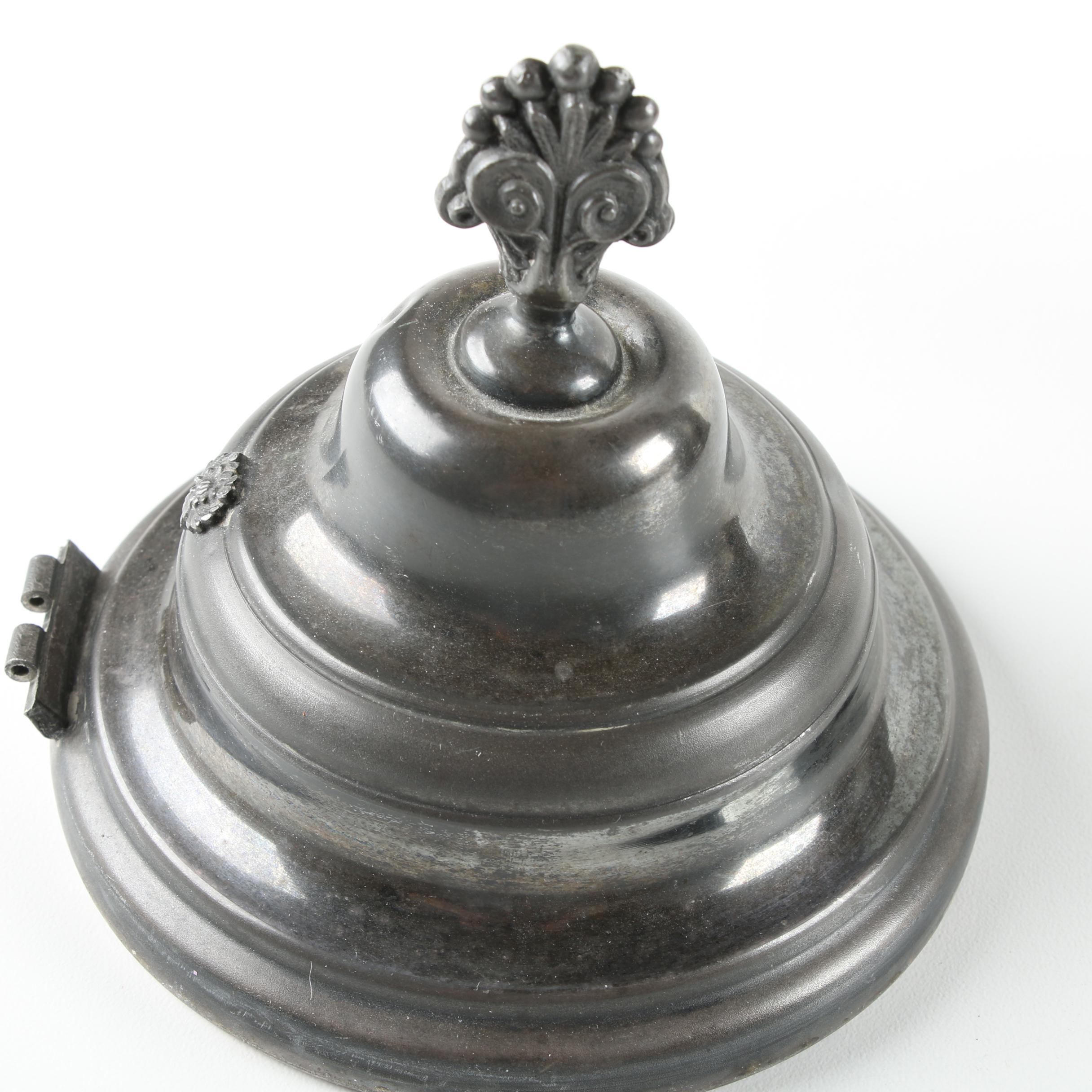 Floral Accented Silver-Plated Ice Water Pitcher