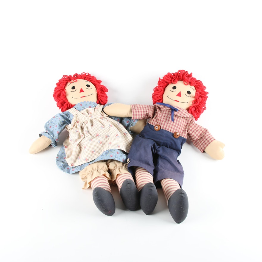 Vintage "Raggedy Anne" and "Andy" Cloth Dolls