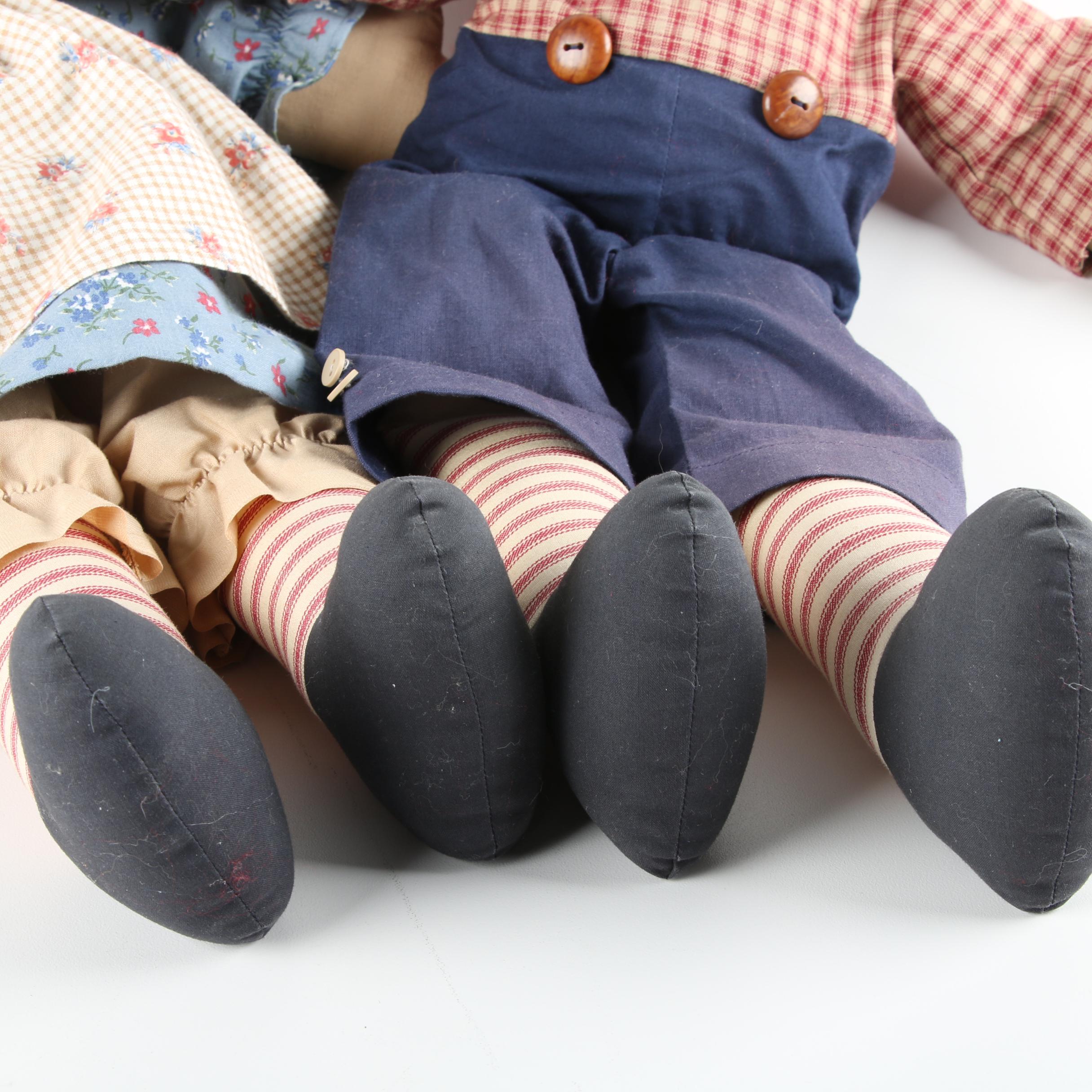 Vintage "Raggedy Anne" and "Andy" Cloth Dolls