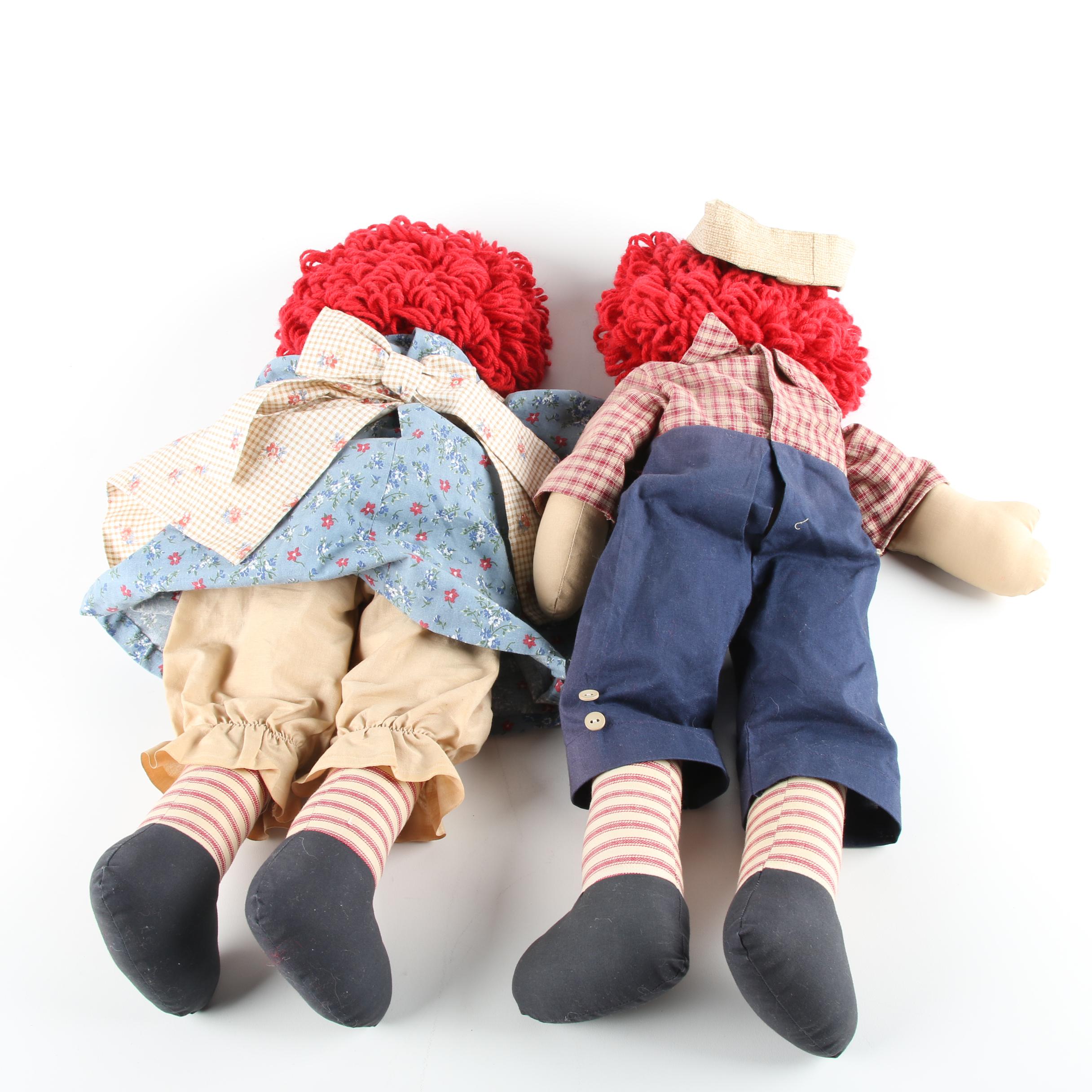 Vintage "Raggedy Anne" and "Andy" Cloth Dolls