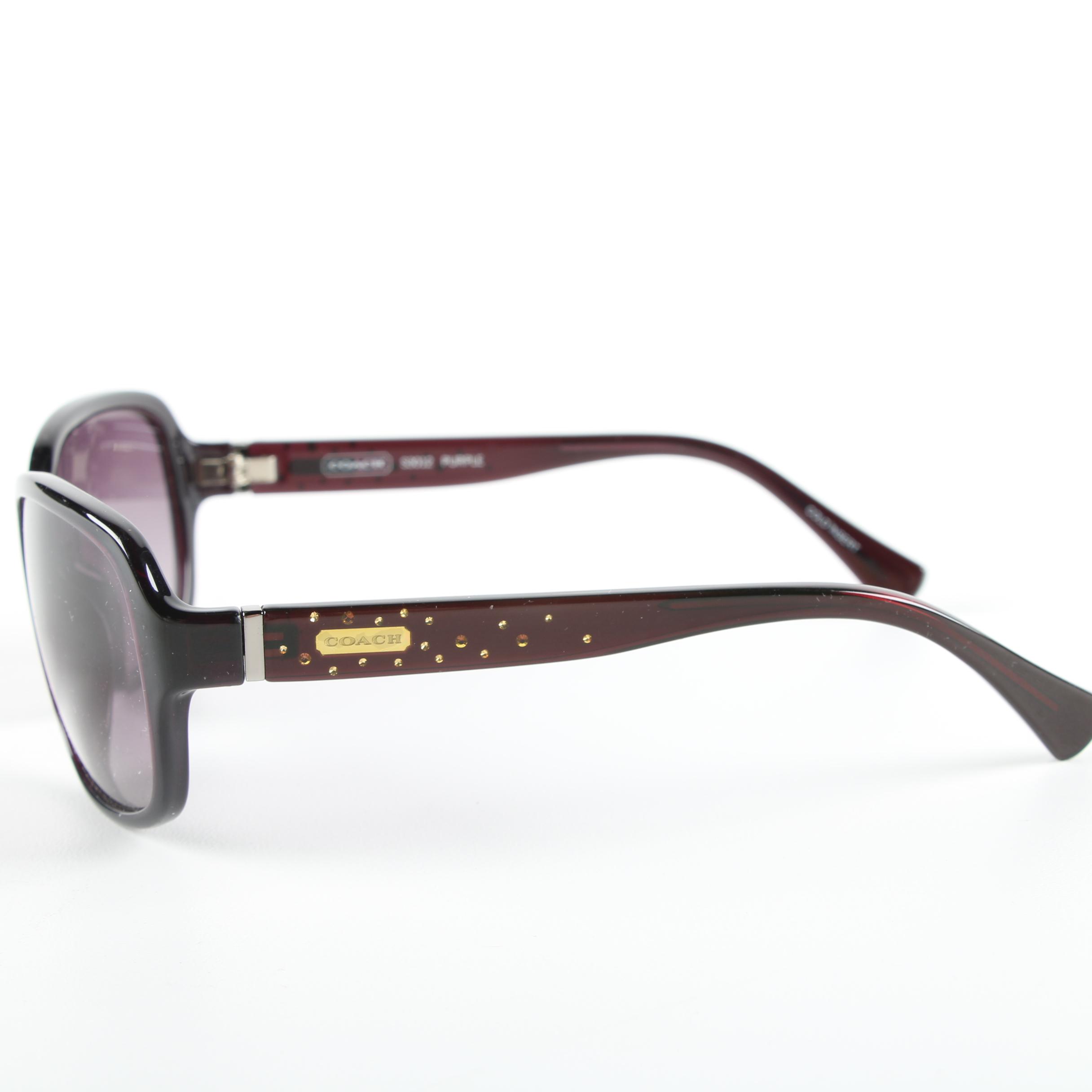 Women's Coach Purple Rhinestone Embellished Sunglasses