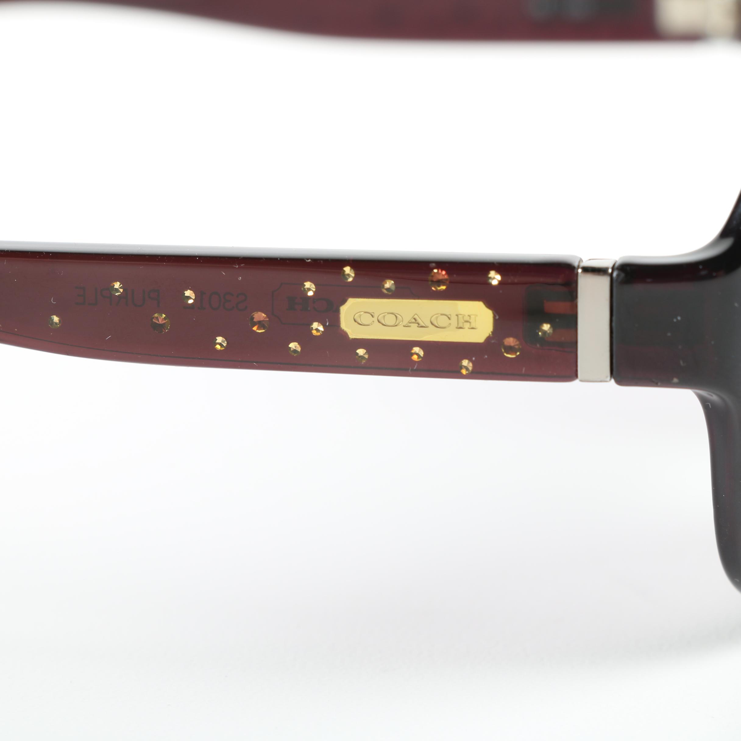 Women's Coach Purple Rhinestone Embellished Sunglasses