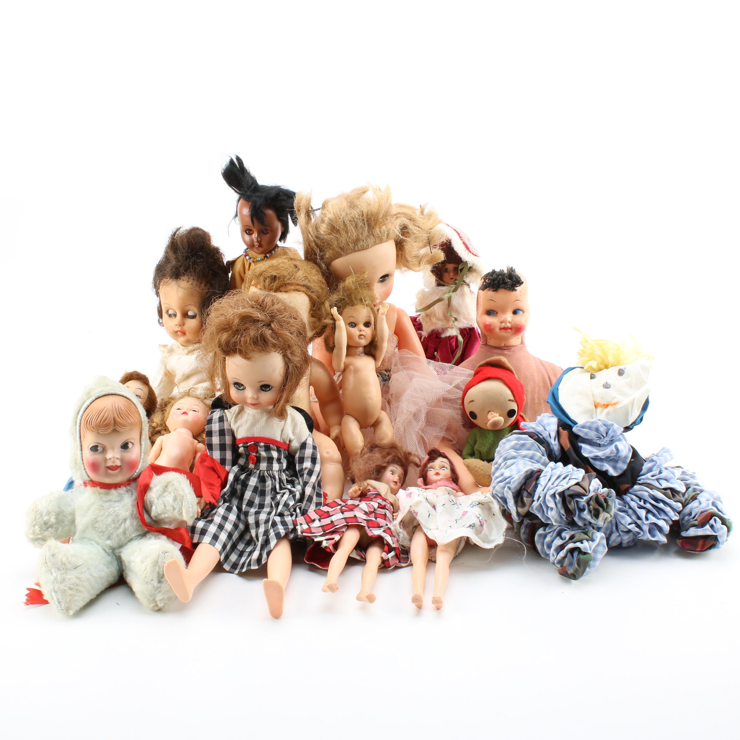 1960s Ideal "Mitzi" Doll with Vintage Baby Dolls