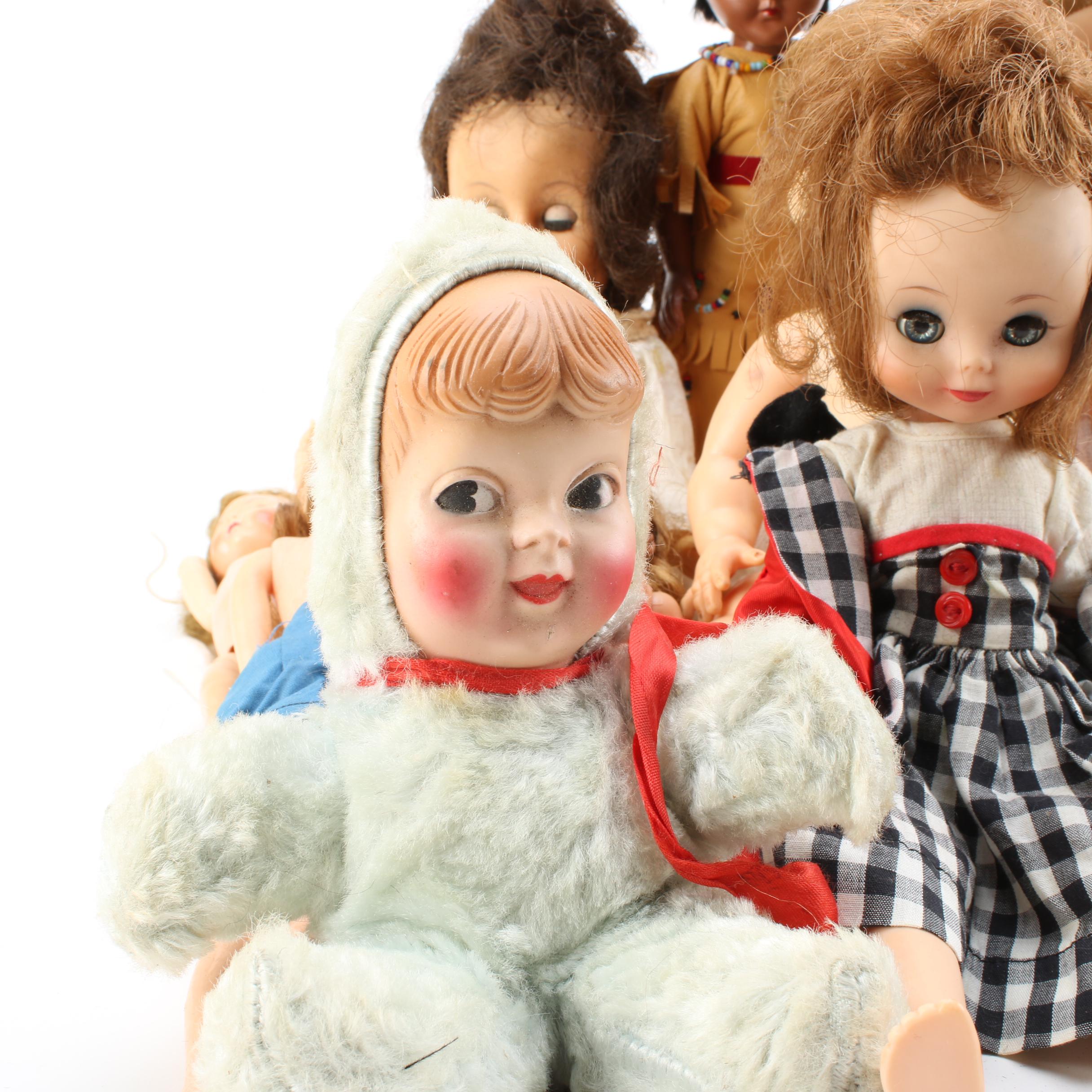 1960s Ideal "Mitzi" Doll with Vintage Baby Dolls